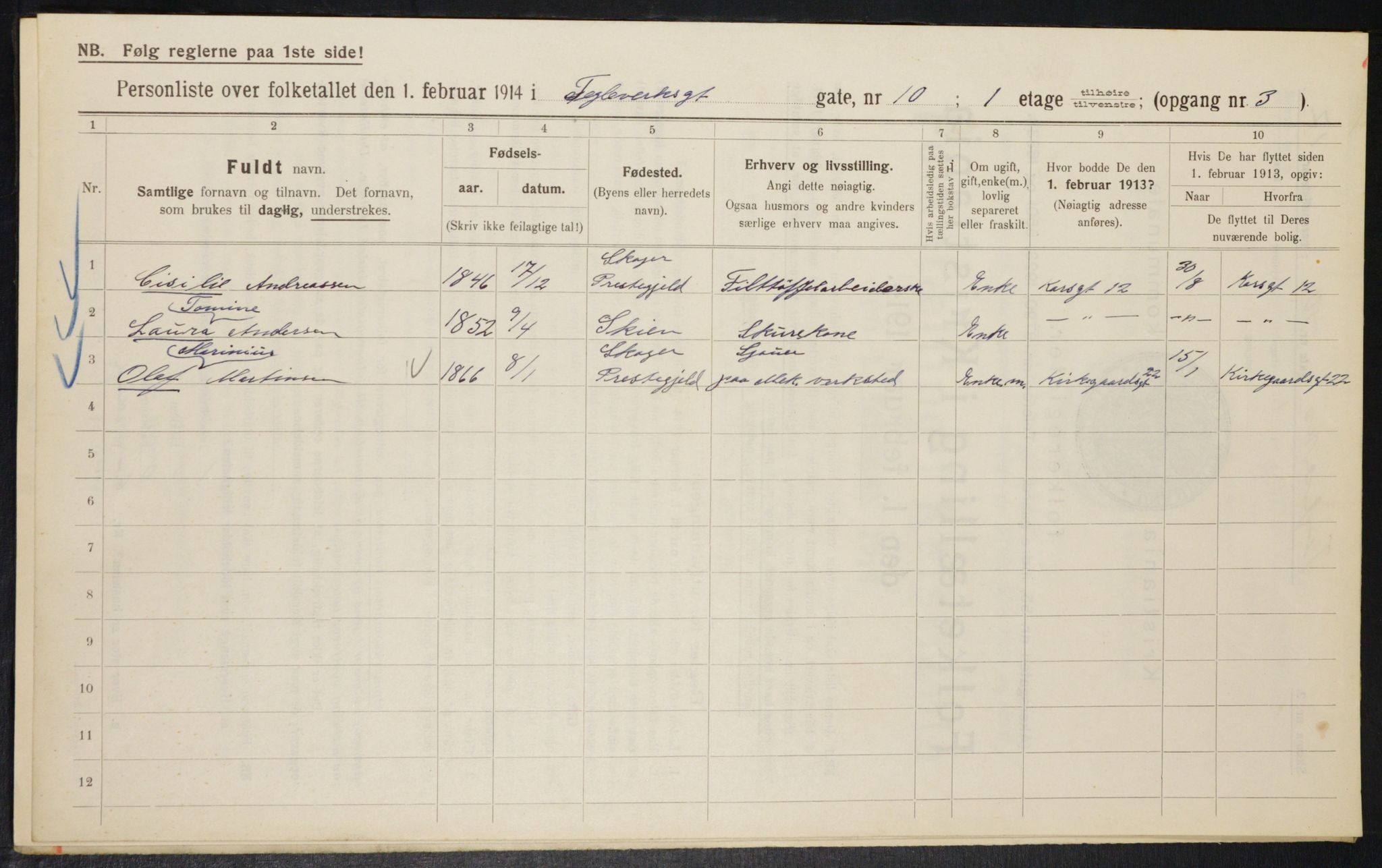 OBA, Kommunal folketelling 1.2.1914 for Kristiania, 1914, s. 108411