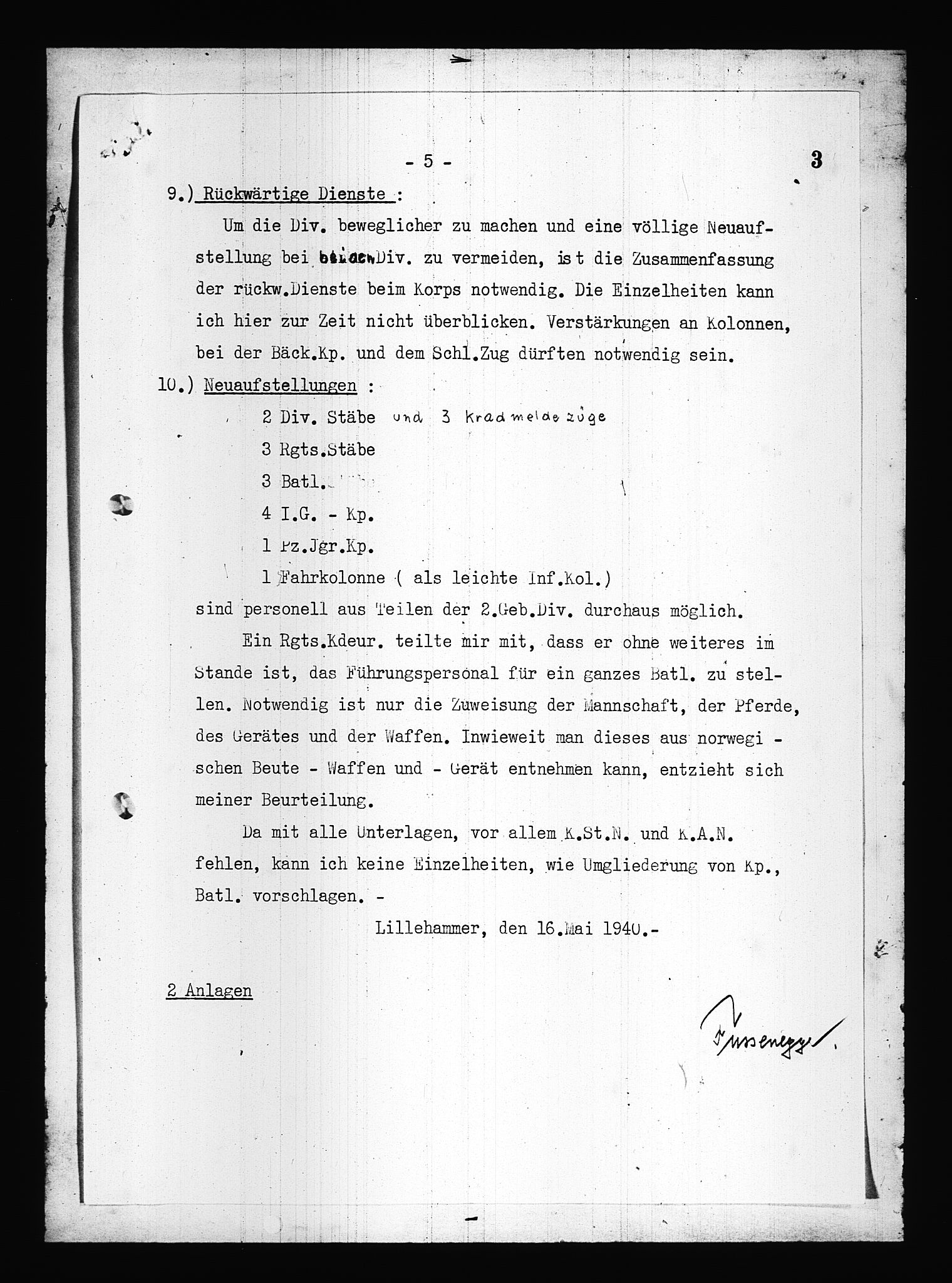 Documents Section, AV/RA-RAFA-2200/V/L0083: Amerikansk mikrofilm "Captured German Documents".
Box No. 722.  FKA jnr. 615/1954., 1940, s. 475