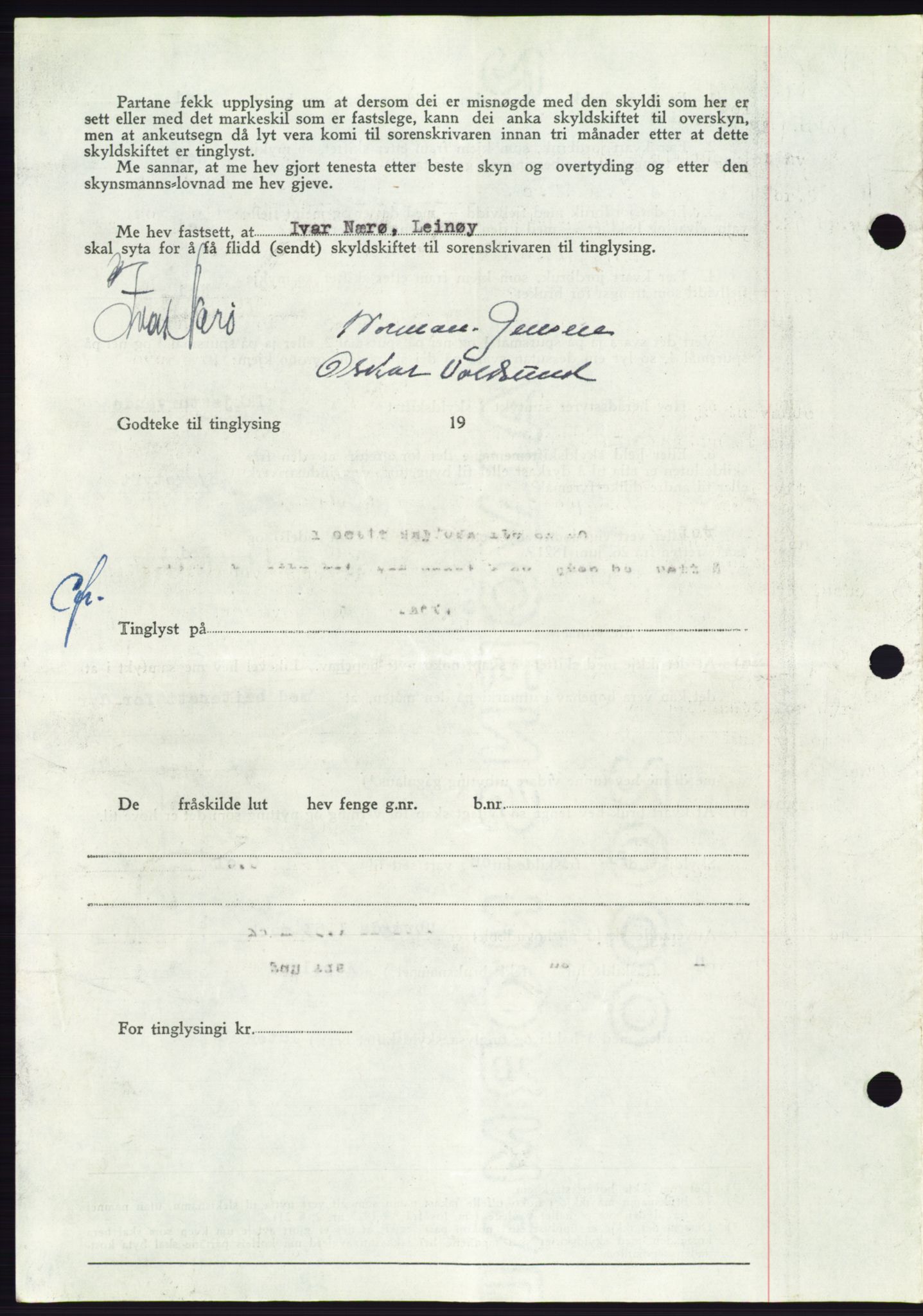 Søre Sunnmøre sorenskriveri, AV/SAT-A-4122/1/2/2C/L0084: Pantebok nr. 10A, 1949-1949, Dagboknr: 1031/1949