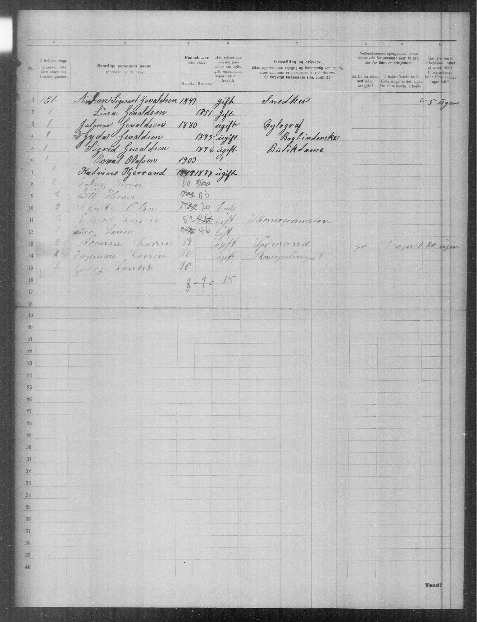 OBA, Kommunal folketelling 31.12.1903 for Kristiania kjøpstad, 1903, s. 7271