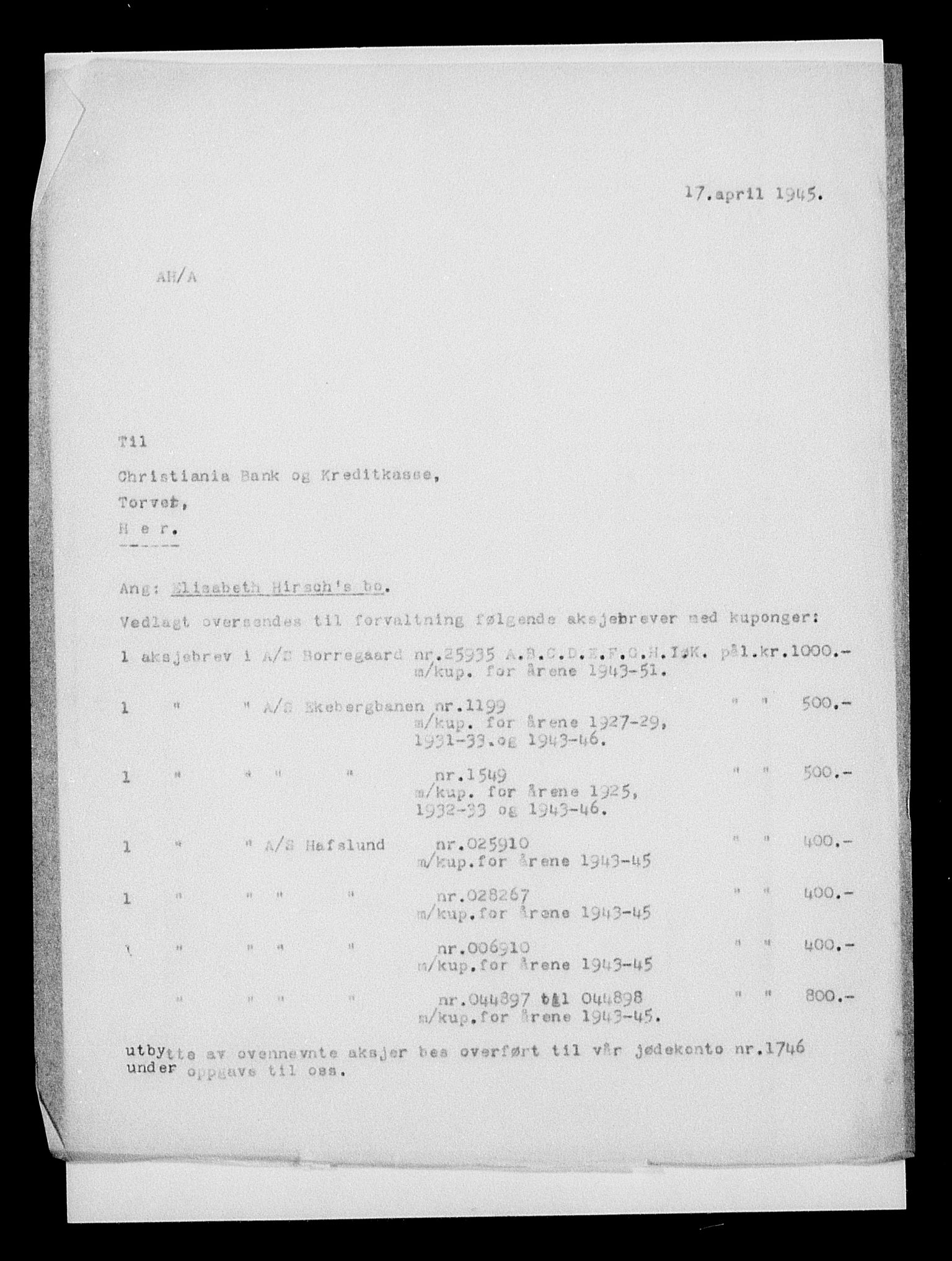 Justisdepartementet, Tilbakeføringskontoret for inndratte formuer, AV/RA-S-1564/H/Hc/Hcc/L0943: --, 1945-1947, s. 366