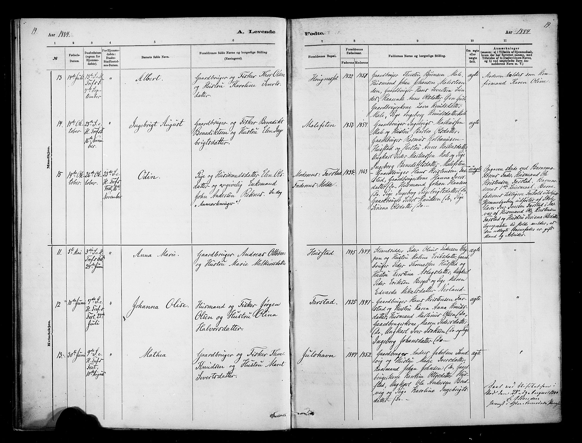 Ministerialprotokoller, klokkerbøker og fødselsregistre - Møre og Romsdal, AV/SAT-A-1454/567/L0778: Ministerialbok nr. 567A01, 1881-1903, s. 19