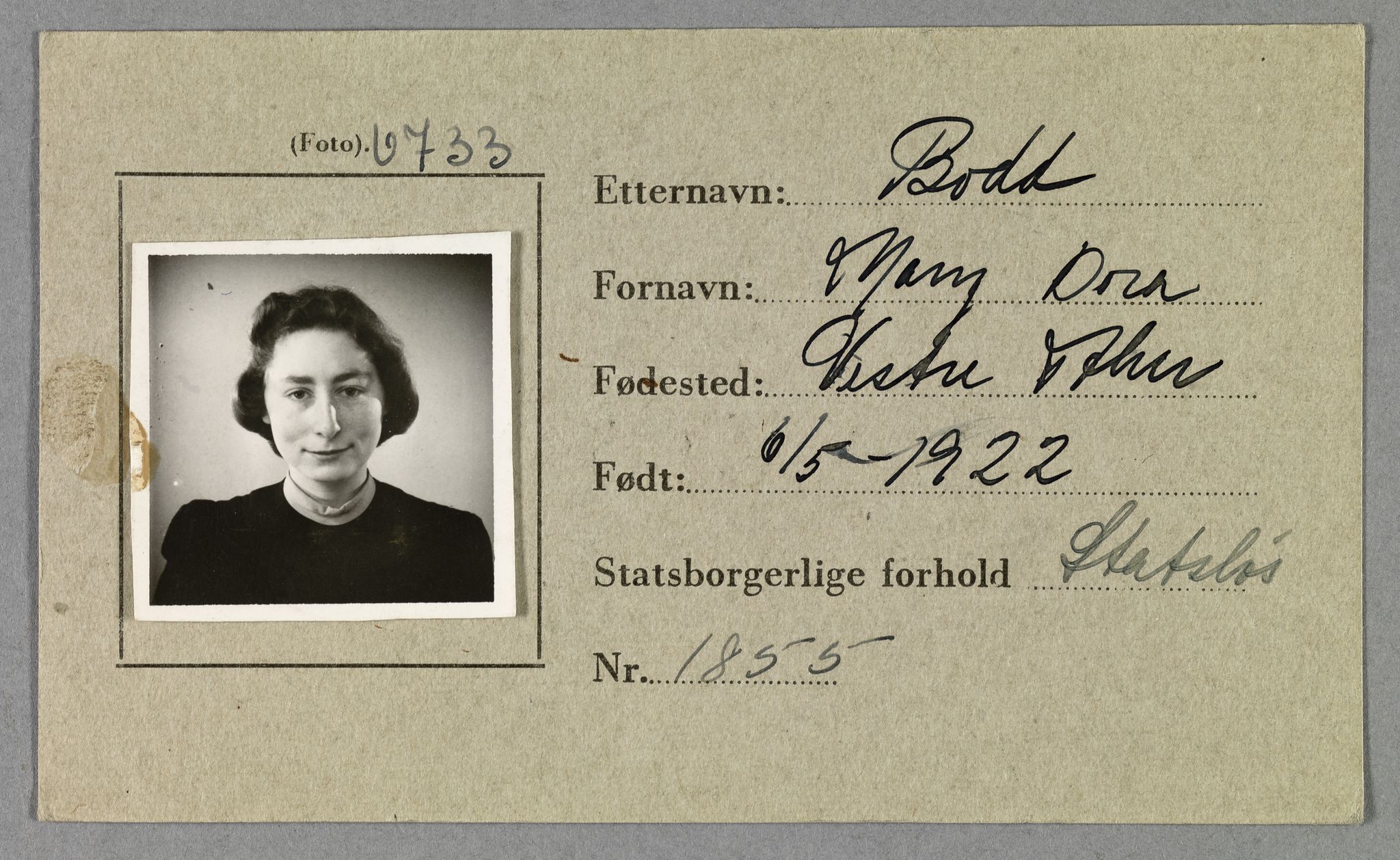 Sosialdepartementet, Våre Falne, RA/S-1708/E/Ee/L0021A: Fotografier av jøder på legitimasjonskort (1941-42), 1941-1942, s. 49