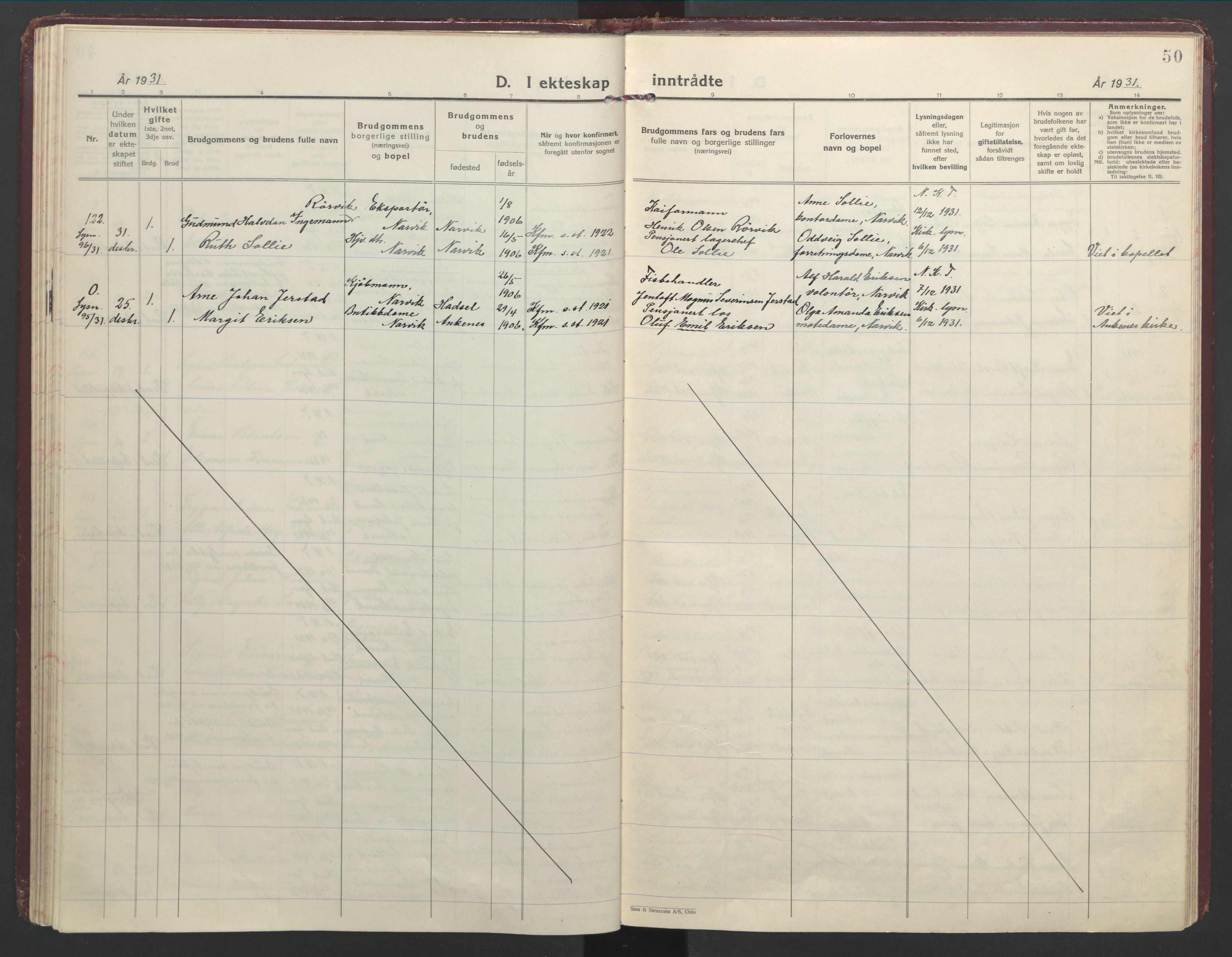 Ministerialprotokoller, klokkerbøker og fødselsregistre - Nordland, AV/SAT-A-1459/871/L1006: Ministerialbok nr. 871A22, 1928-1936, s. 50