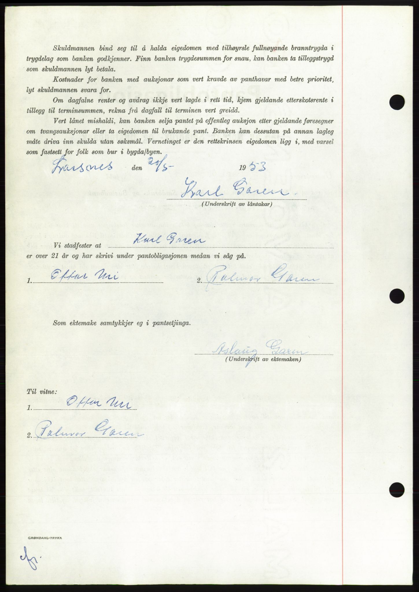 Søre Sunnmøre sorenskriveri, AV/SAT-A-4122/1/2/2C/L0123: Pantebok nr. 11B, 1953-1953, Dagboknr: 1448/1953