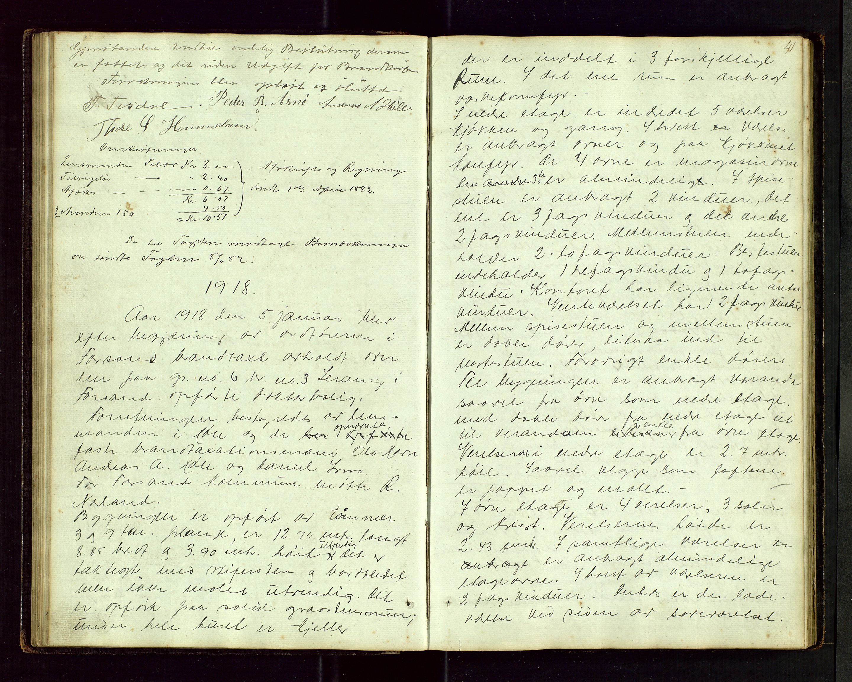 Høle og Forsand lensmannskontor, AV/SAST-A-100127/Goa/L0001: Branntakstprotokoll, 1847-1918, s. 40b-41a