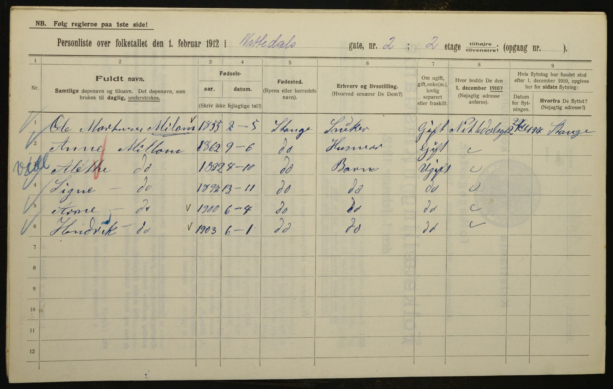 OBA, Kommunal folketelling 1.2.1912 for Kristiania, 1912, s. 71795