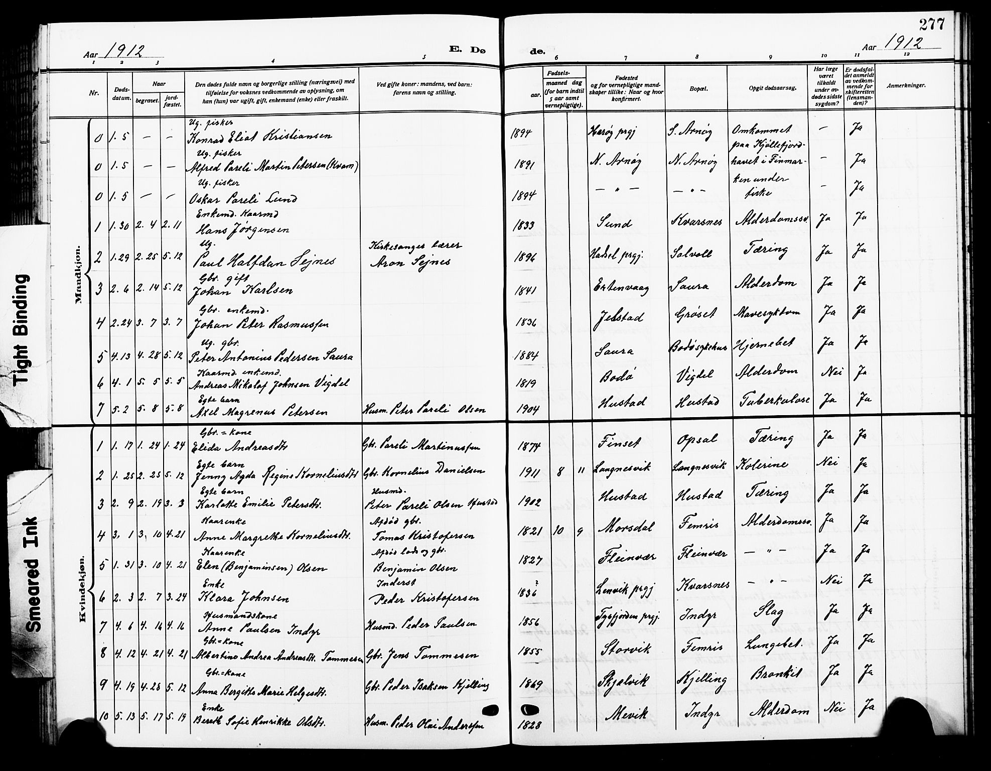 Ministerialprotokoller, klokkerbøker og fødselsregistre - Nordland, AV/SAT-A-1459/805/L0110: Klokkerbok nr. 805C06, 1909-1924, s. 277