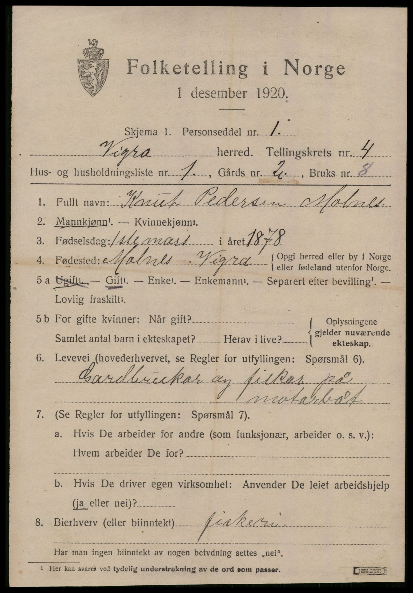 SAT, Folketelling 1920 for 1533 Vigra herred, 1920, s. 1738