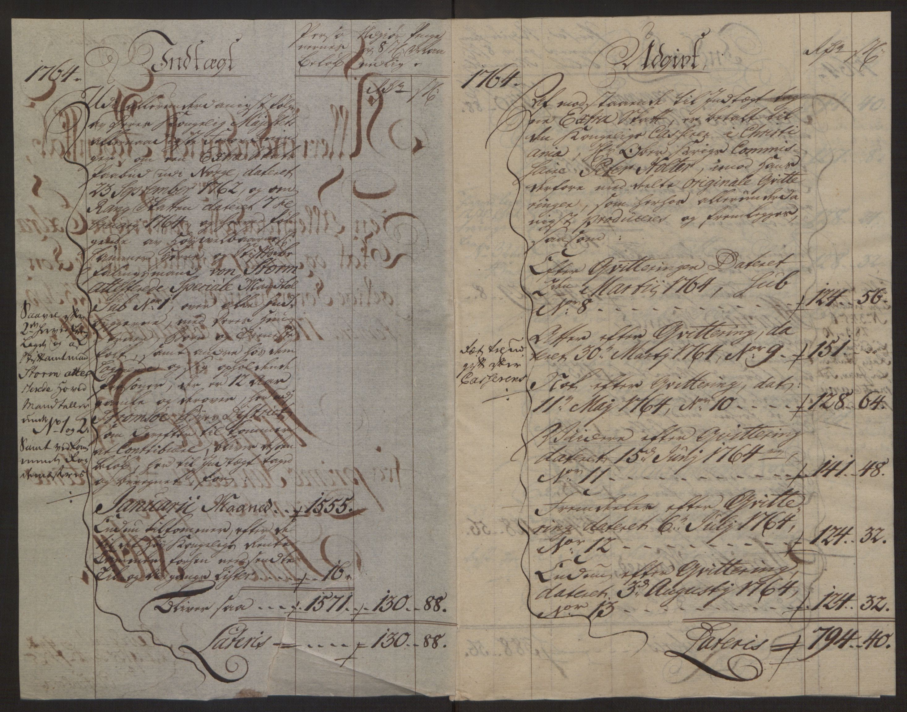 Rentekammeret inntil 1814, Reviderte regnskaper, Byregnskaper, RA/EA-4066/R/Rg/L0144/0001: [G4] Kontribusjonsregnskap / Ekstraskatt, 1762-1767, s. 191