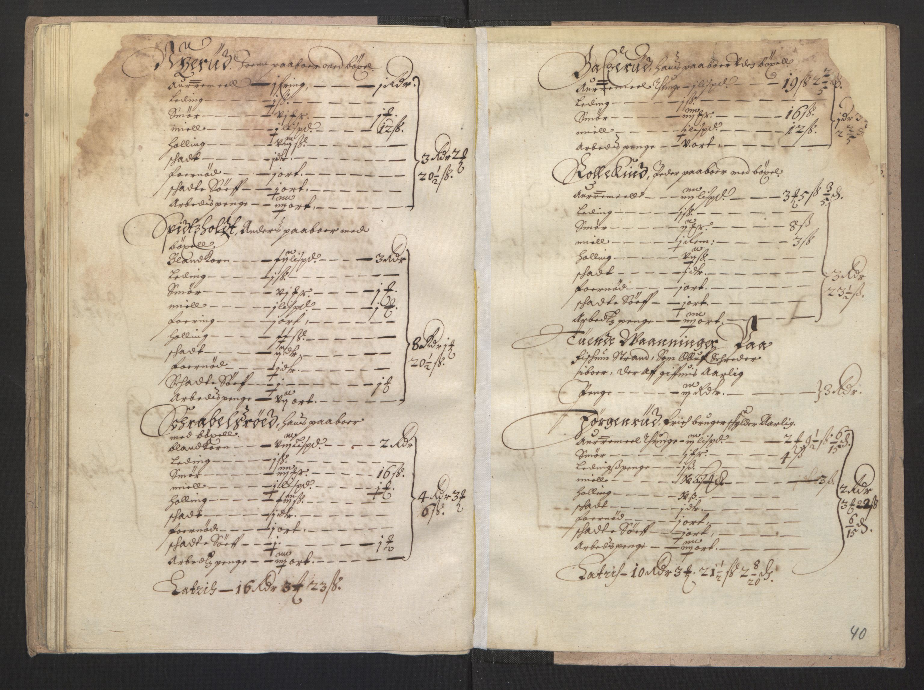 Rentekammeret inntil 1814, Realistisk ordnet avdeling, AV/RA-EA-4070/L/L0016/0002: Tønsberg lagdømme. Eiker, Modum, Sigdal og Sandsvær: / Kronens jordebok, 1661, s. 39b-40a