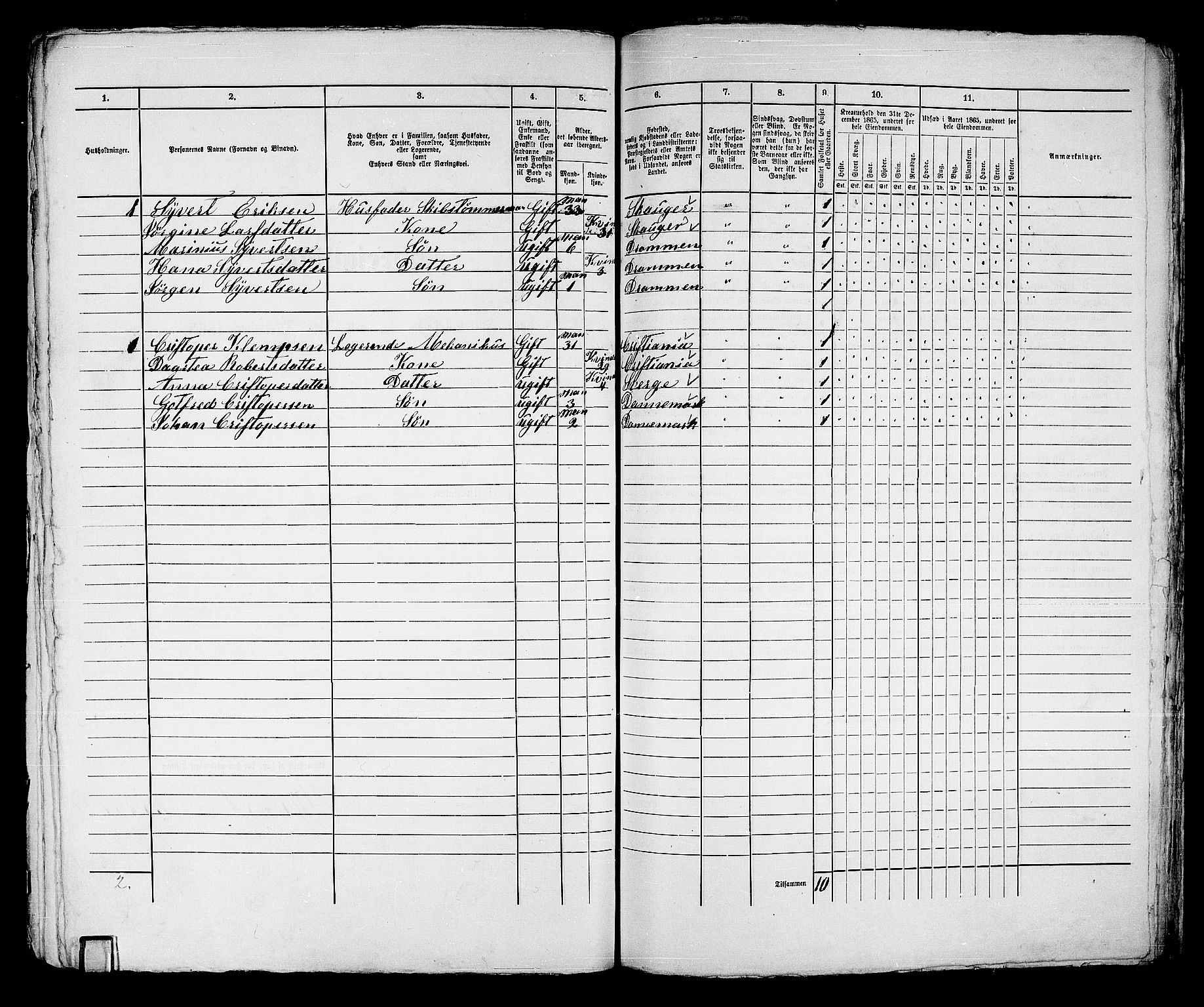 RA, Folketelling 1865 for 0602bP Strømsø prestegjeld i Drammen kjøpstad, 1865, s. 412