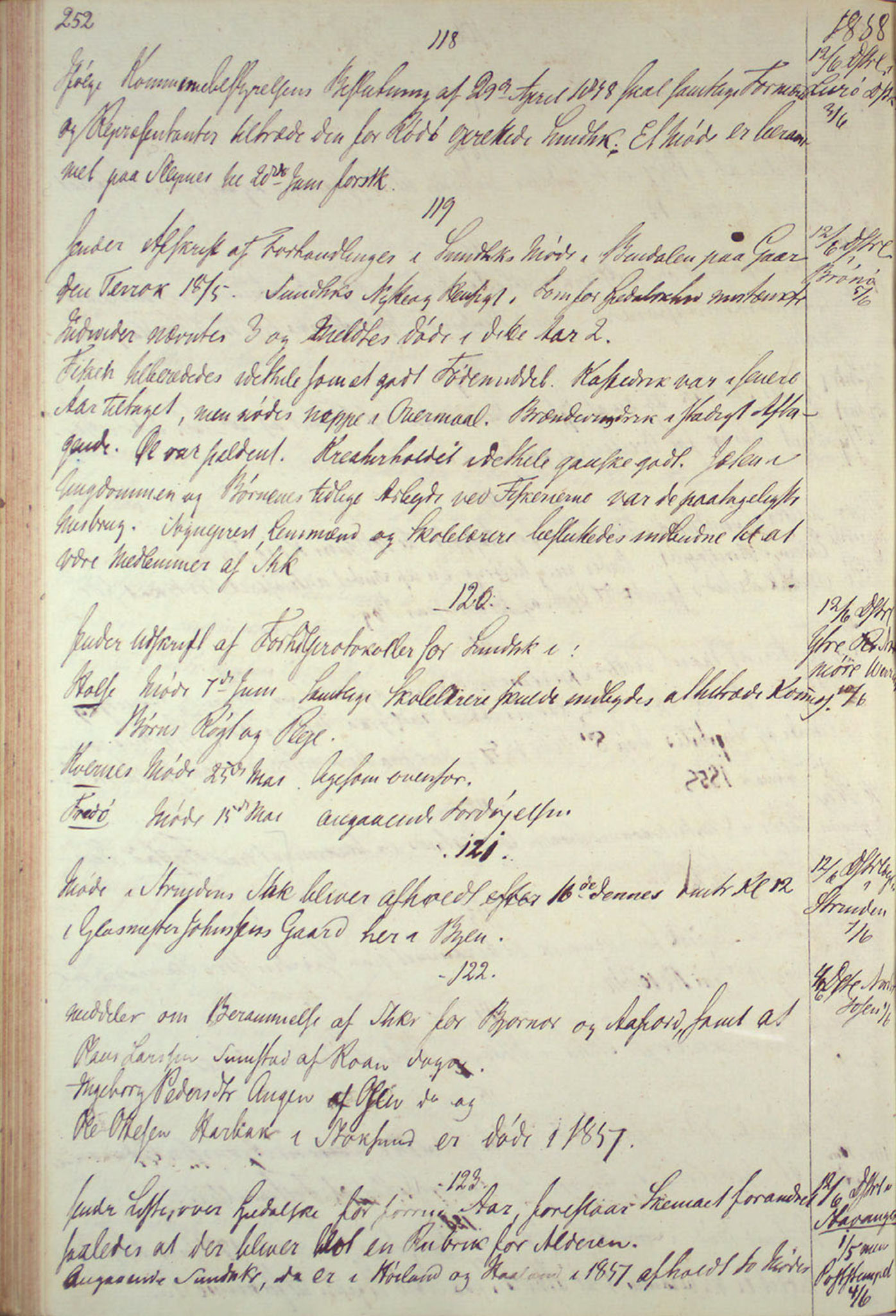 Lepraarkiver - Overlegen for den spedalske sykdom, AV/SAB-A-61001/B.c/L0001: Journal, 1854-1859, s. 252