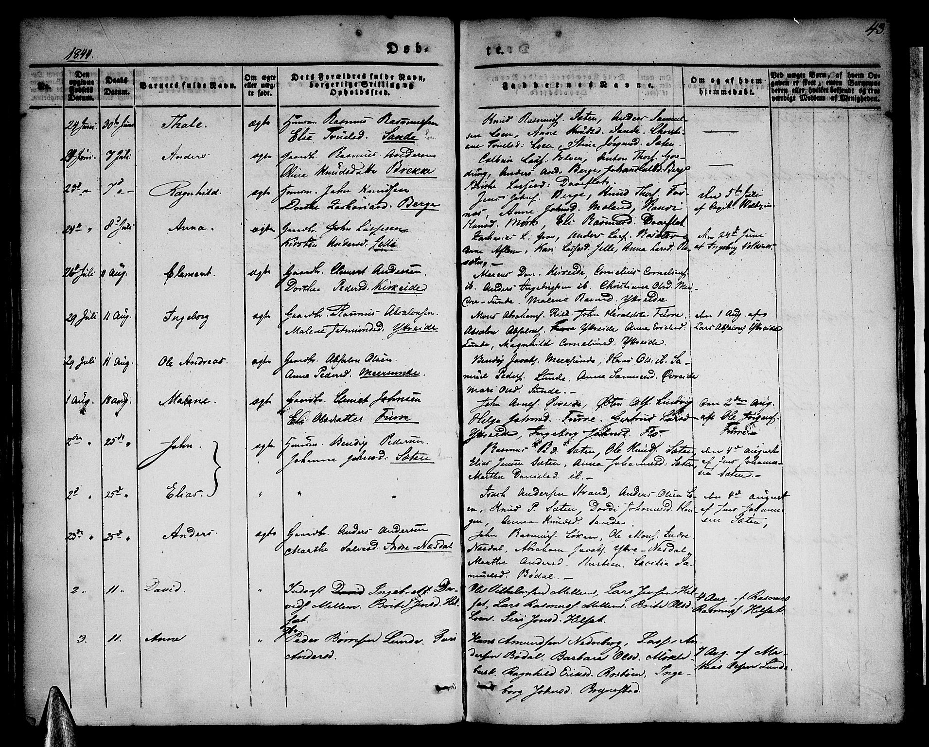 Stryn Sokneprestembete, AV/SAB-A-82501: Ministerialbok nr. A 1, 1832-1845, s. 43