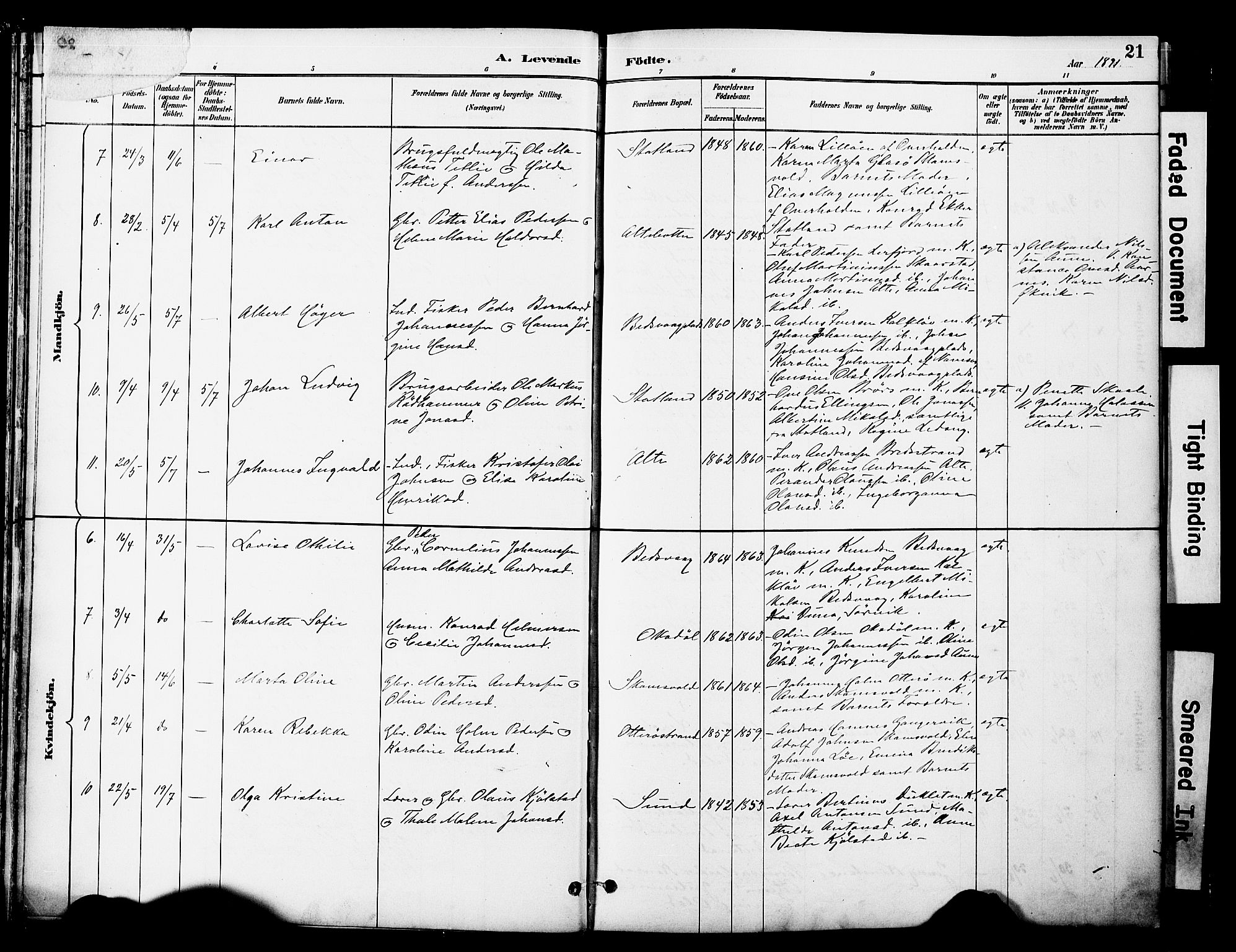 Ministerialprotokoller, klokkerbøker og fødselsregistre - Nord-Trøndelag, AV/SAT-A-1458/774/L0628: Ministerialbok nr. 774A02, 1887-1903, s. 21