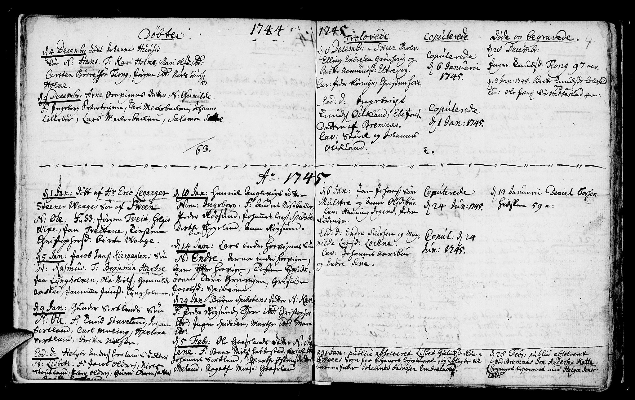 Finnås sokneprestembete, AV/SAB-A-99925/H/Ha/Haa/Haaa/L0002: Ministerialbok nr. A 2, 1744-1764, s. 4