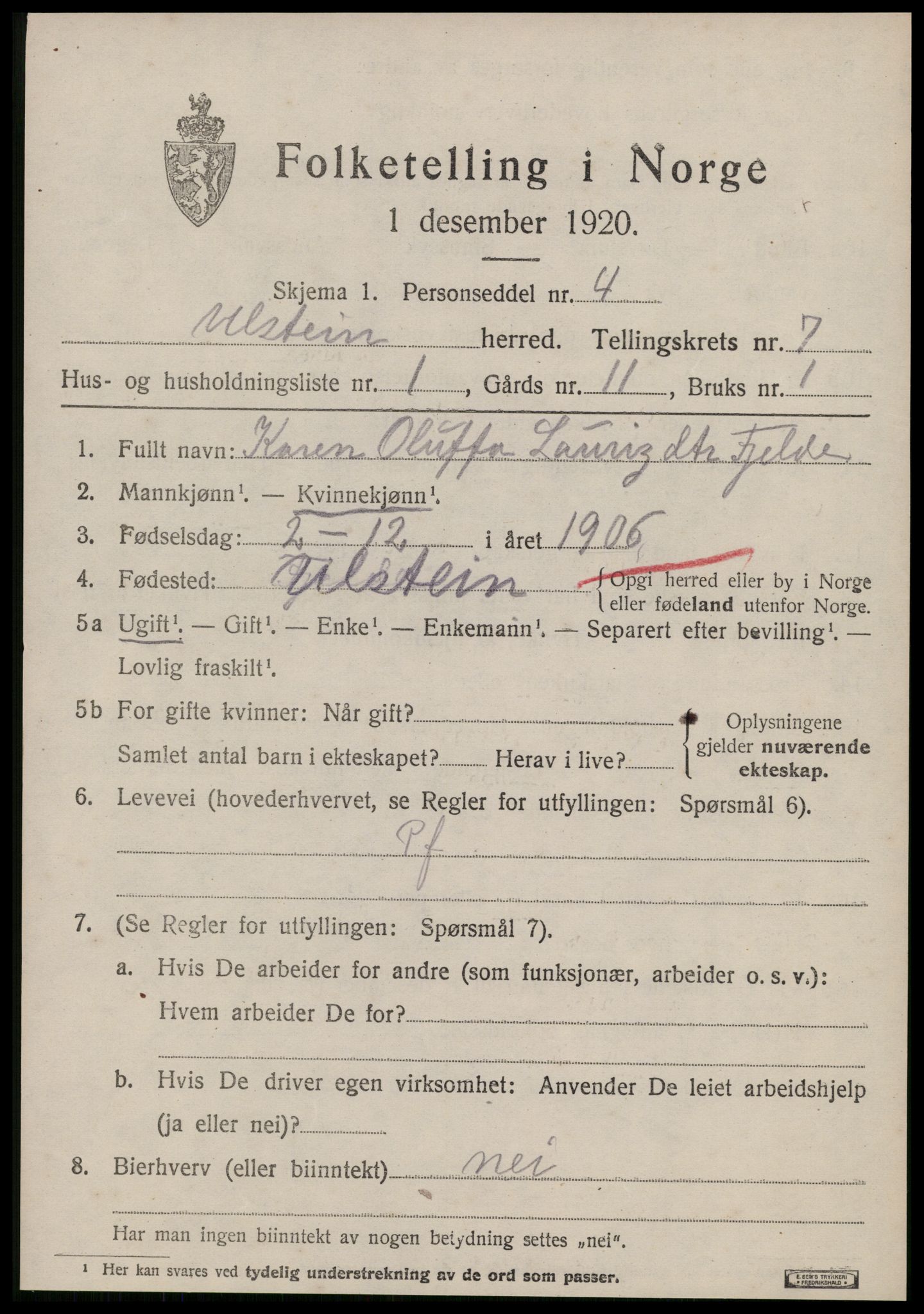 SAT, Folketelling 1920 for 1516 Ulstein herred, 1920, s. 4098
