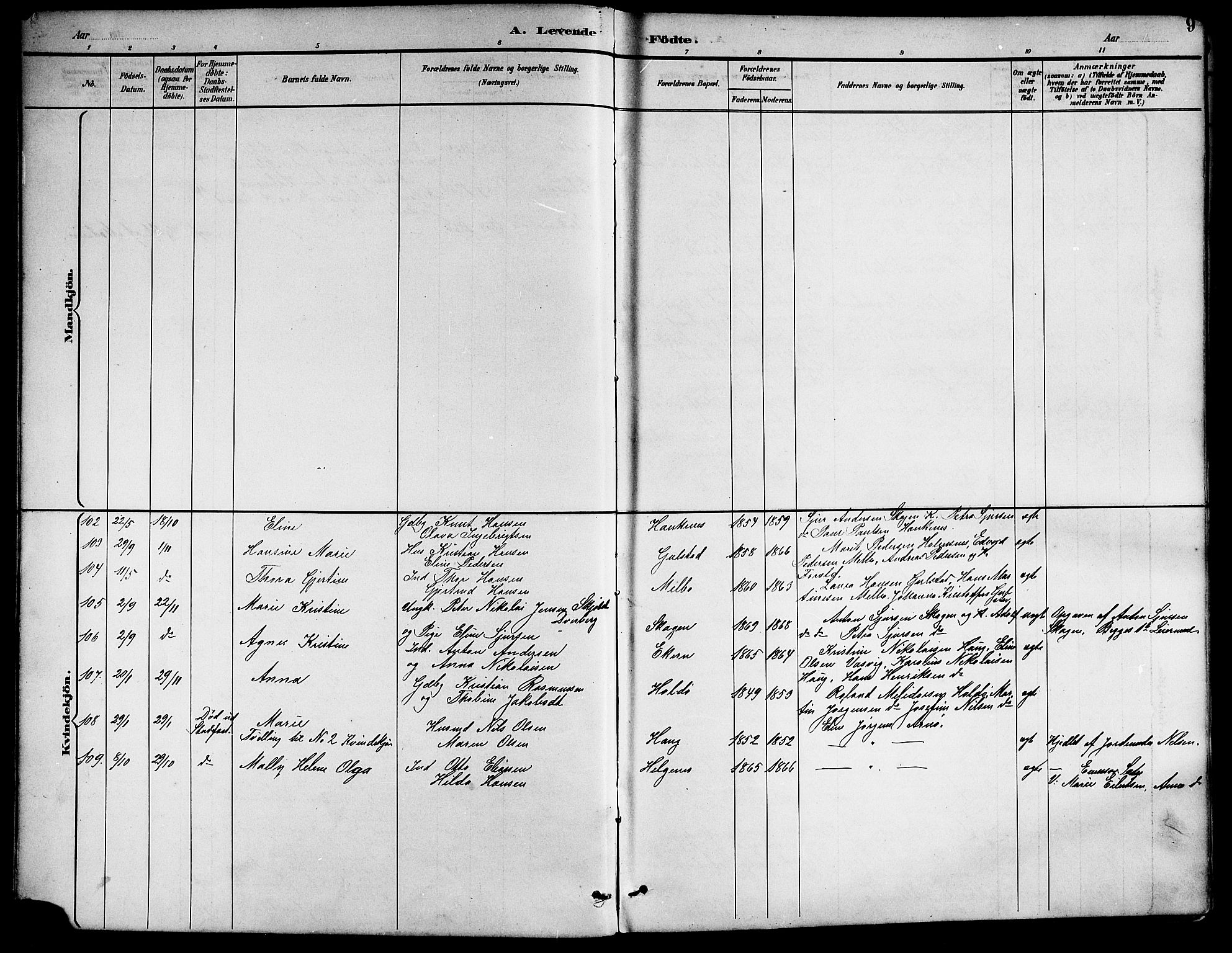 Ministerialprotokoller, klokkerbøker og fødselsregistre - Nordland, SAT/A-1459/888/L1268: Klokkerbok nr. 888C06, 1891-1908, s. 9