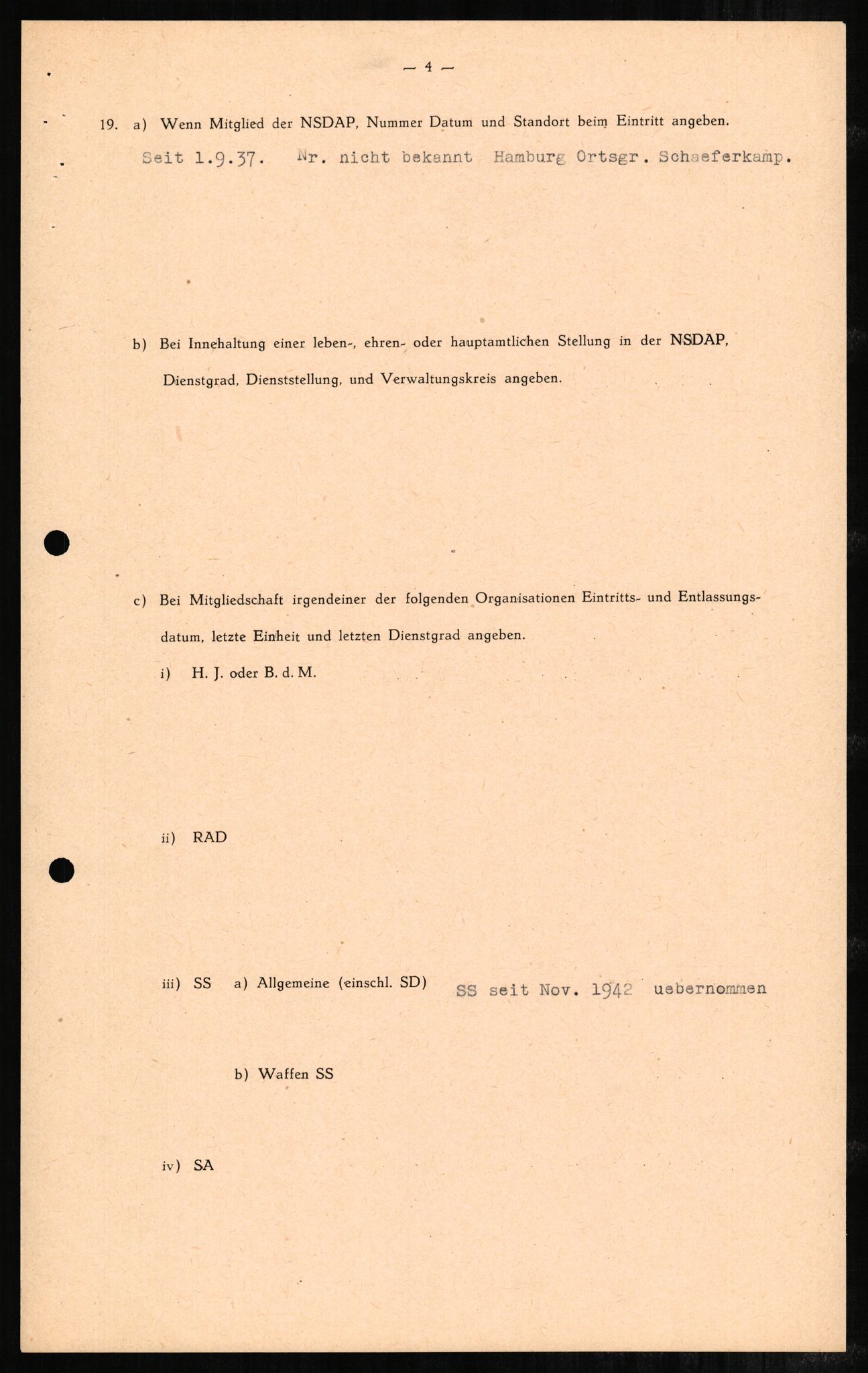Forsvaret, Forsvarets overkommando II, RA/RAFA-3915/D/Db/L0002: CI Questionaires. Tyske okkupasjonsstyrker i Norge. Tyskere., 1945-1946, s. 185