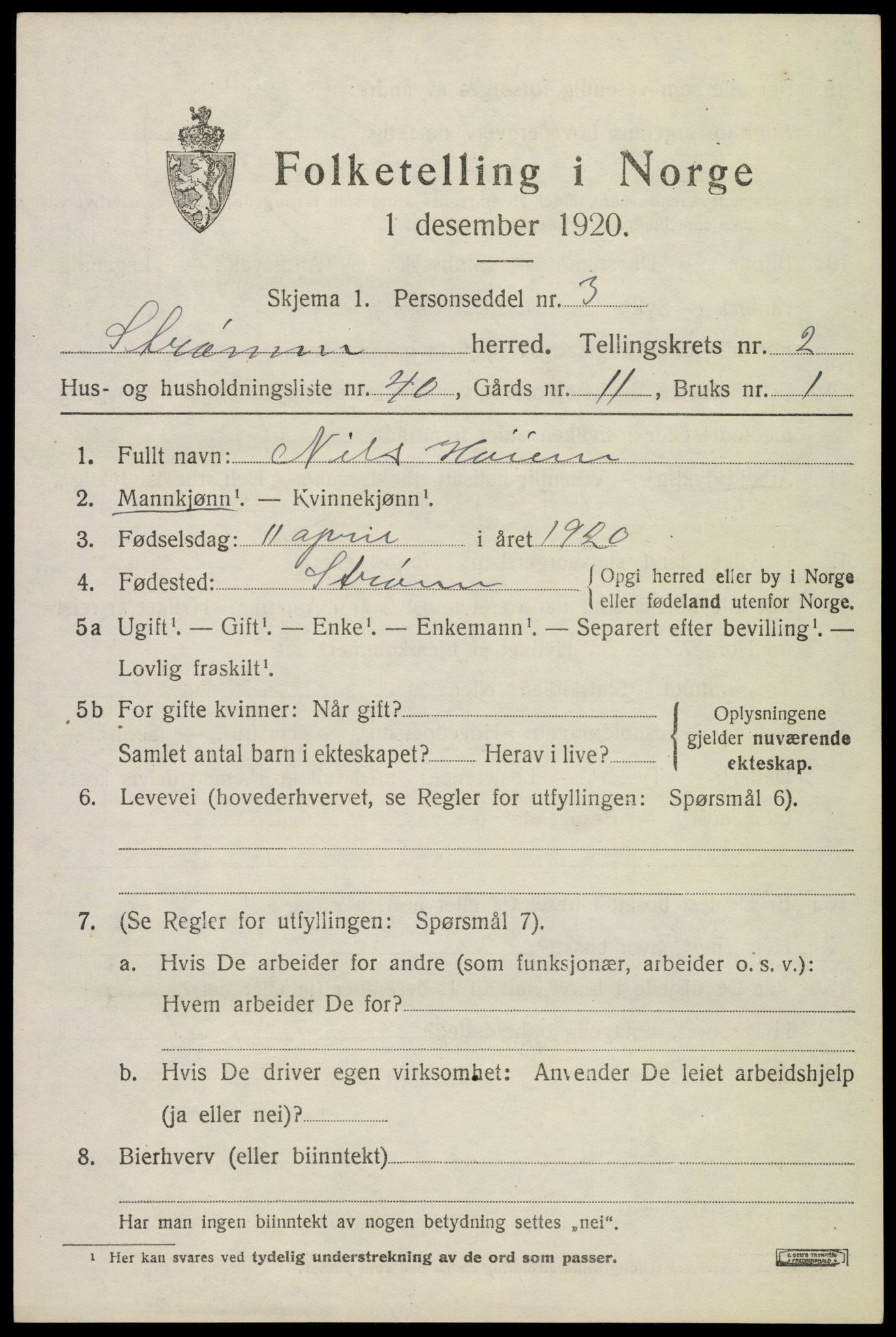 SAKO, Folketelling 1920 for 0711 Strømm herred, 1920, s. 2007