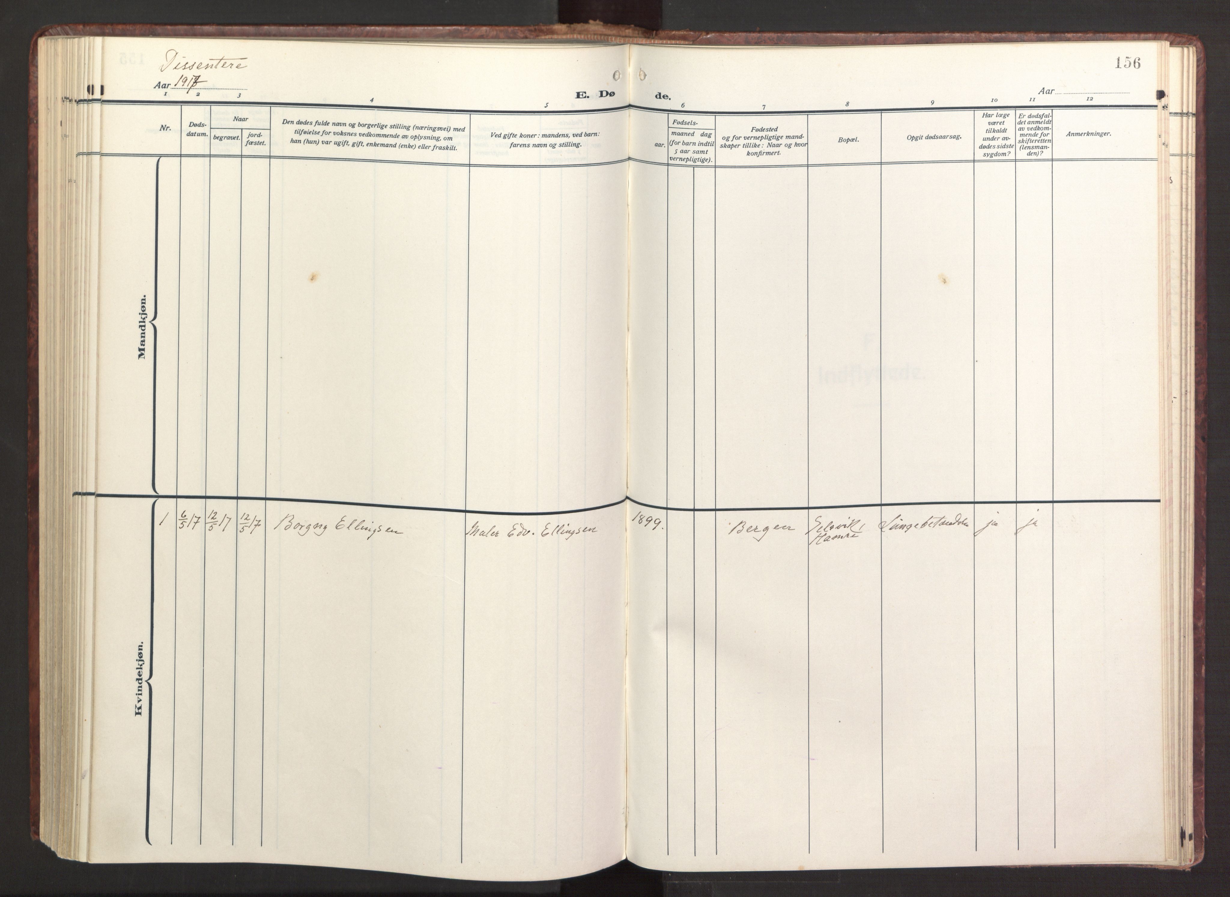 Fana Sokneprestembete, SAB/A-75101/H/Haa/Haab/L0005: Ministerialbok nr. B 5, 1915-1923, s. 156