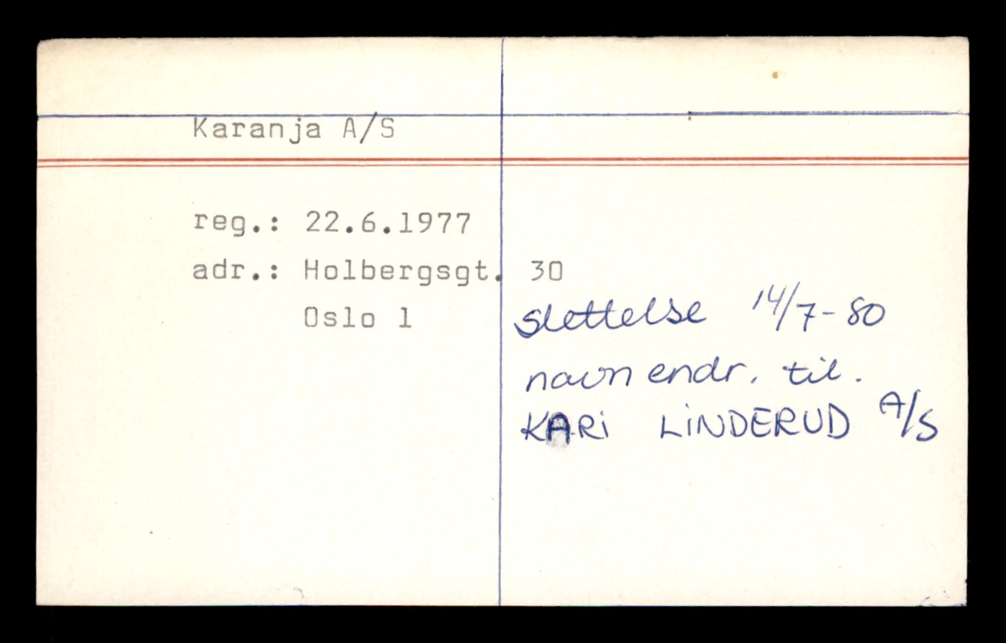 Oslo byfogd, Handelsregisteret, AV/SAT-A-10867/G/Ga/Gad/L0050: Kartotekkort - Slettede foretak, Kar-Kn, 1890-1990