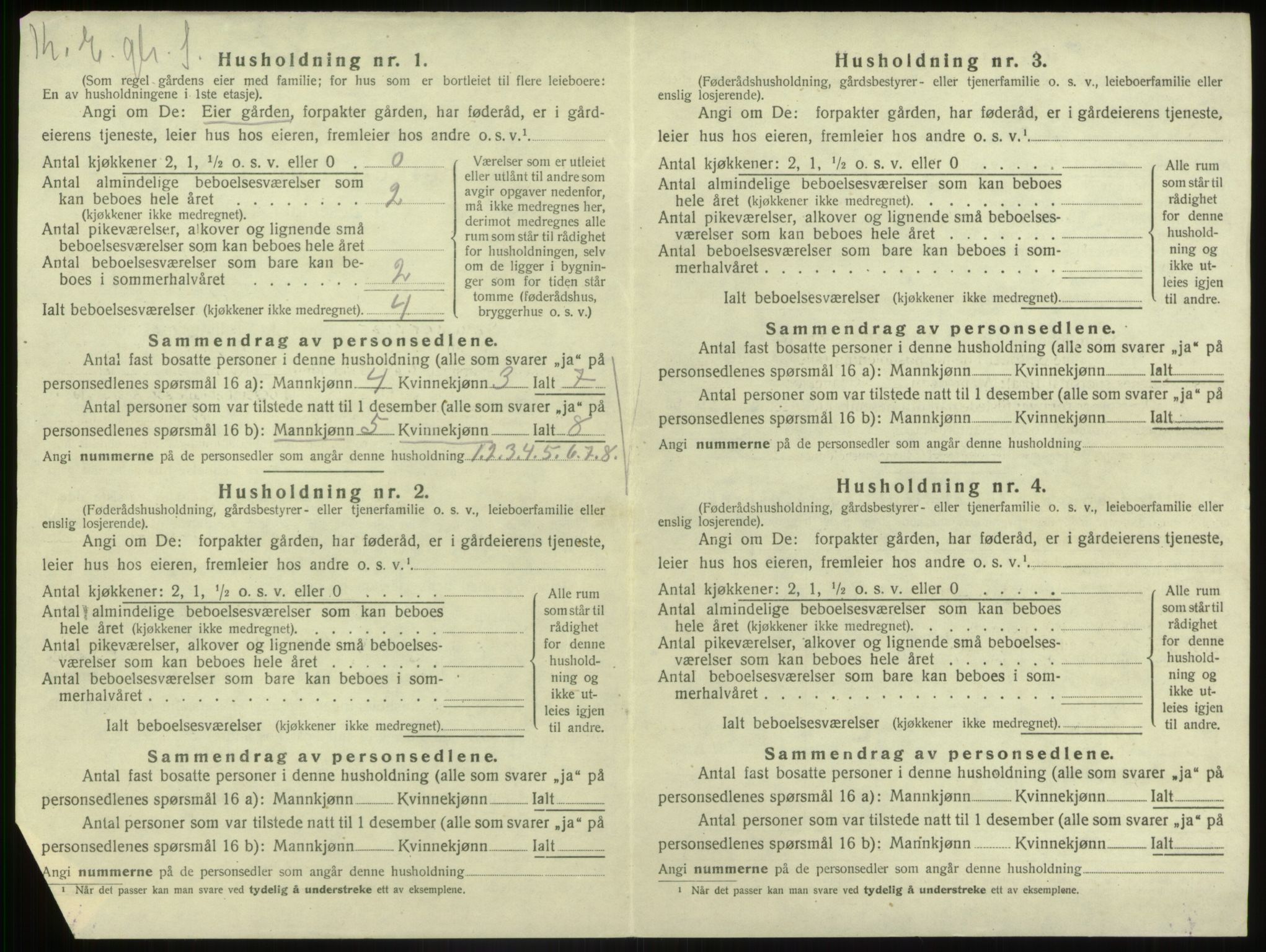 SAB, Folketelling 1920 for 1430 Gaular herred, 1920, s. 1020