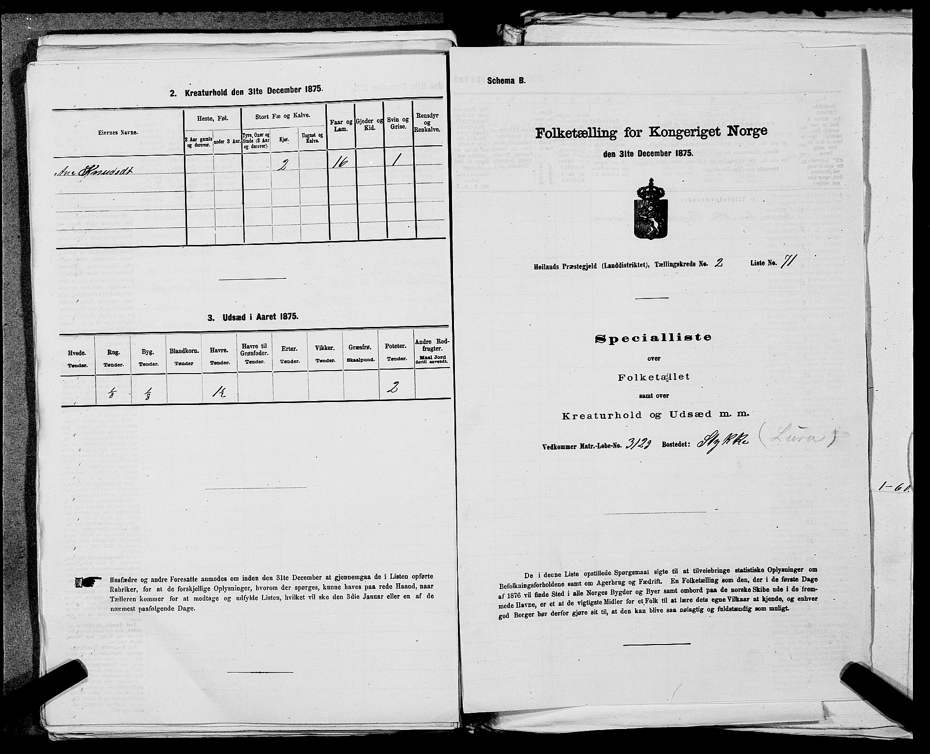 SAST, Folketelling 1875 for 1123L Høyland prestegjeld, Høyland sokn, 1875, s. 434