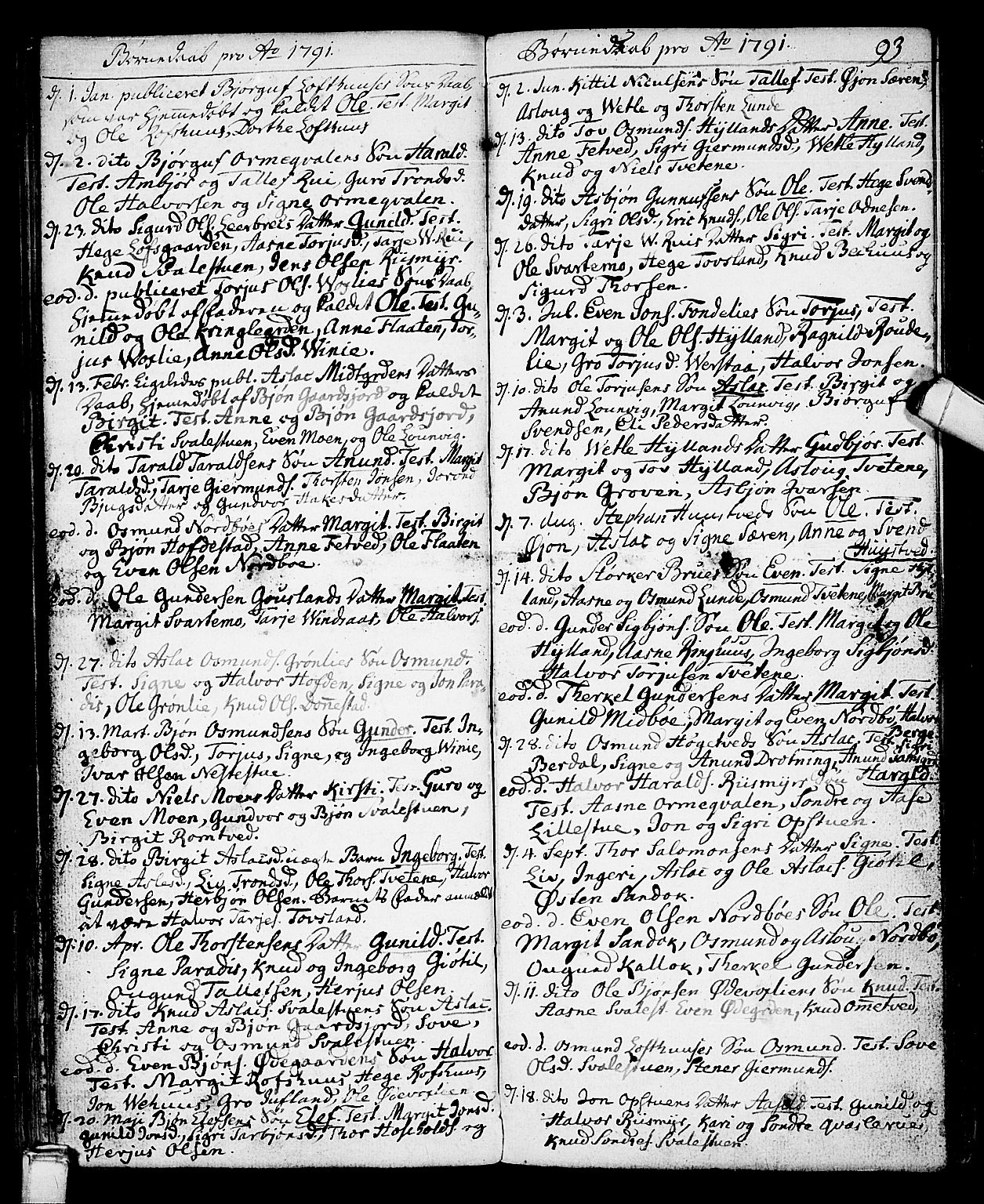 Vinje kirkebøker, SAKO/A-312/F/Fa/L0002: Ministerialbok nr. I 2, 1767-1814, s. 93