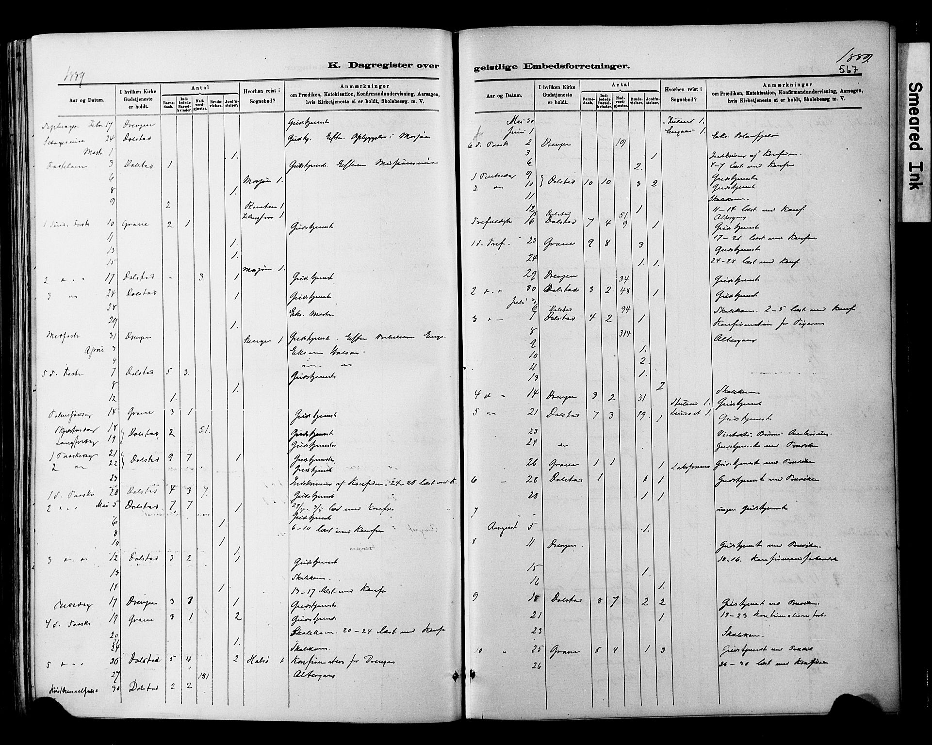 Ministerialprotokoller, klokkerbøker og fødselsregistre - Nordland, SAT/A-1459/820/L0295: Ministerialbok nr. 820A16, 1880-1896, s. 567