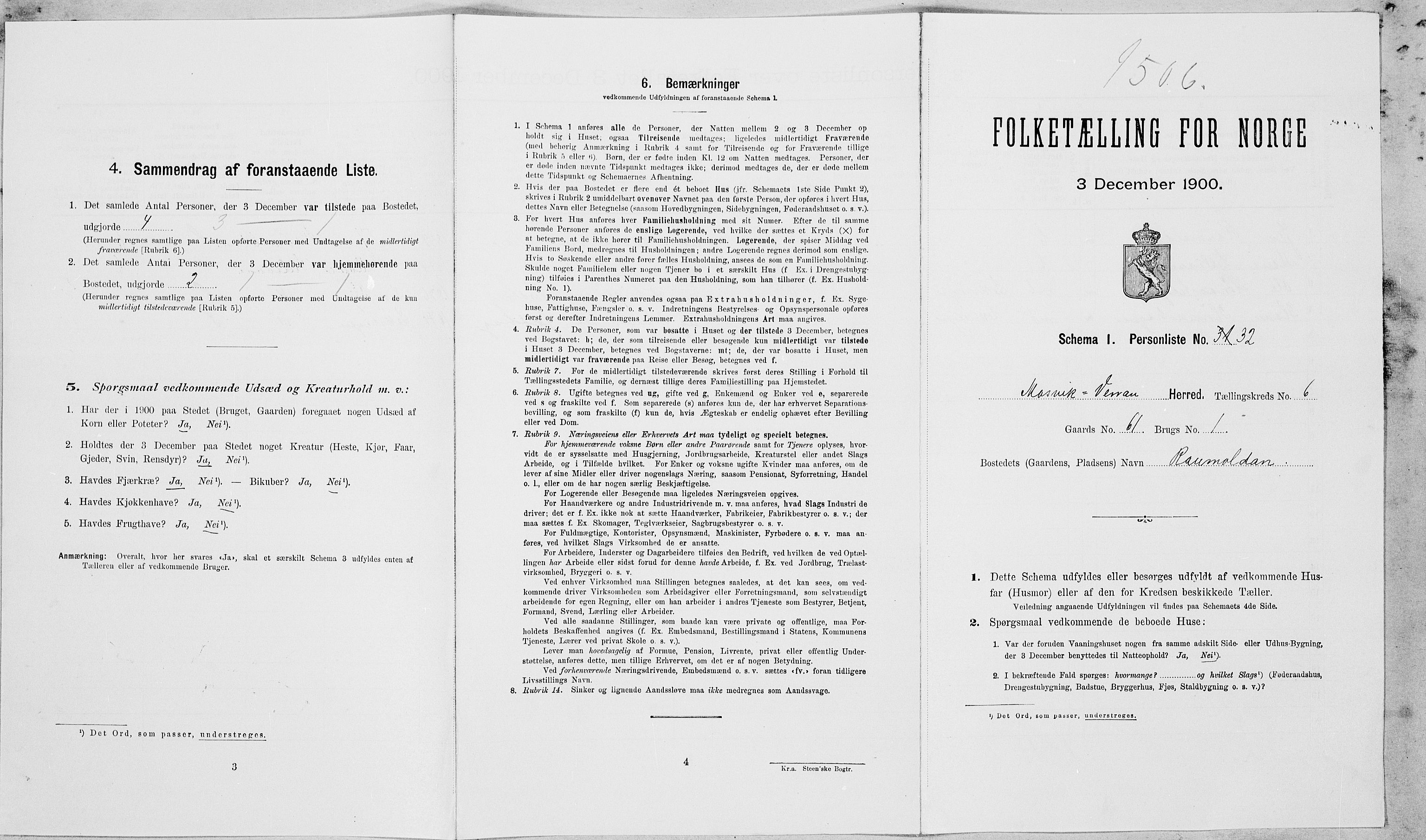 SAT, Folketelling 1900 for 1723 Mosvik og Verran herred, 1900, s. 697