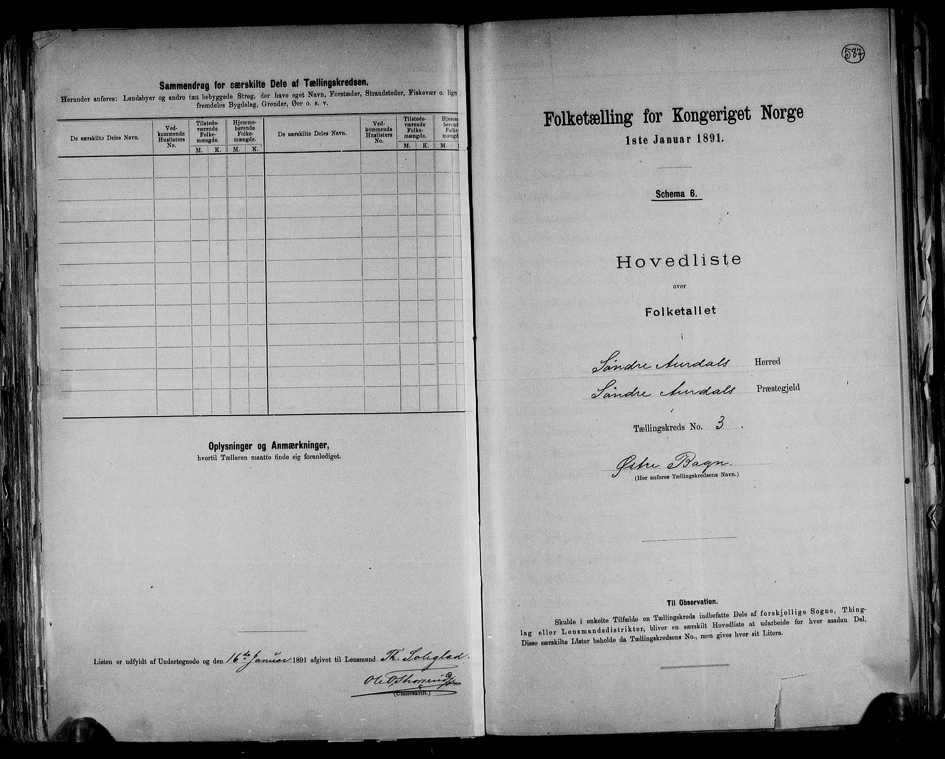 RA, Folketelling 1891 for 0540 Sør-Aurdal herred, 1891, s. 10