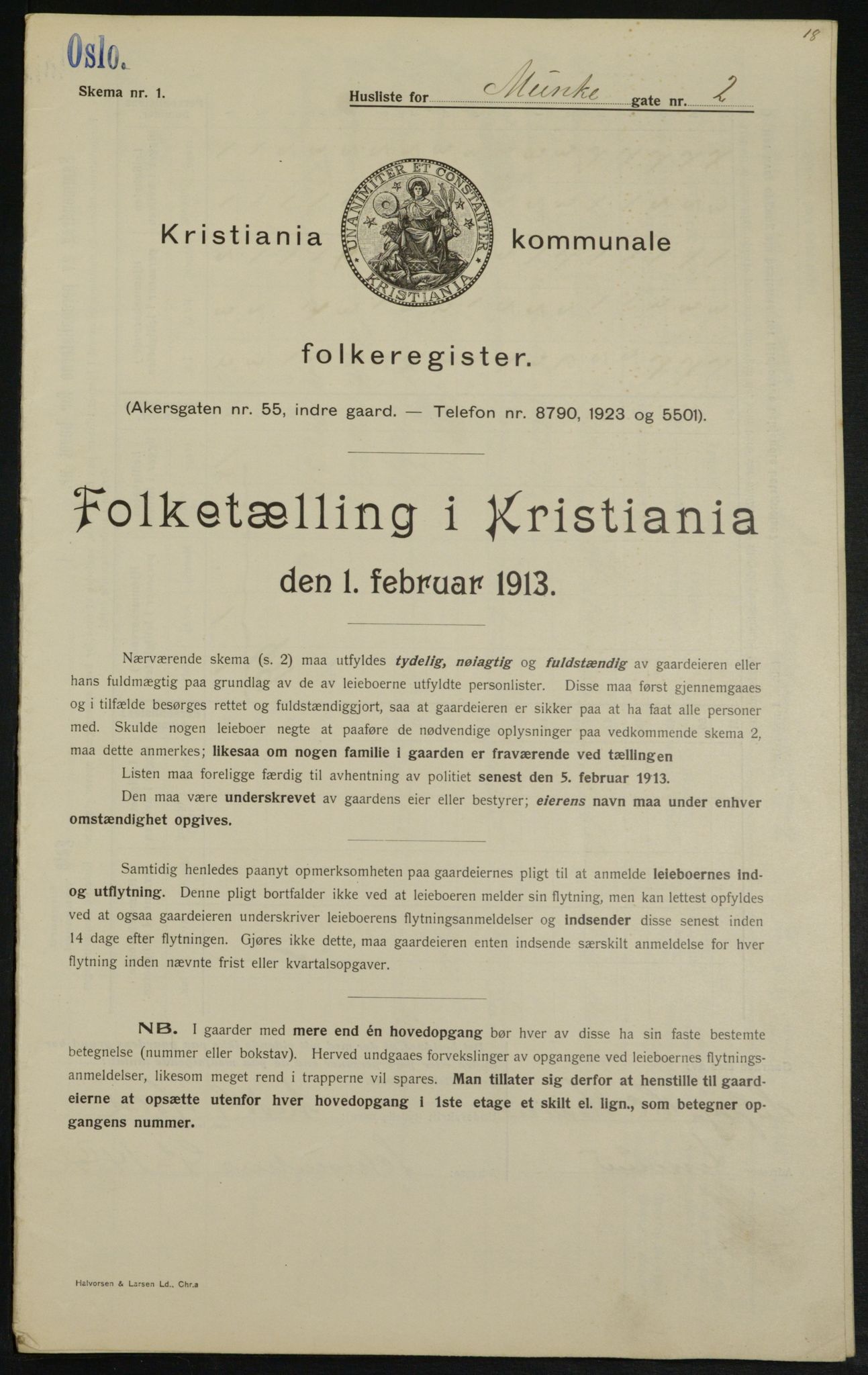 OBA, Kommunal folketelling 1.2.1913 for Kristiania, 1913, s. 67903