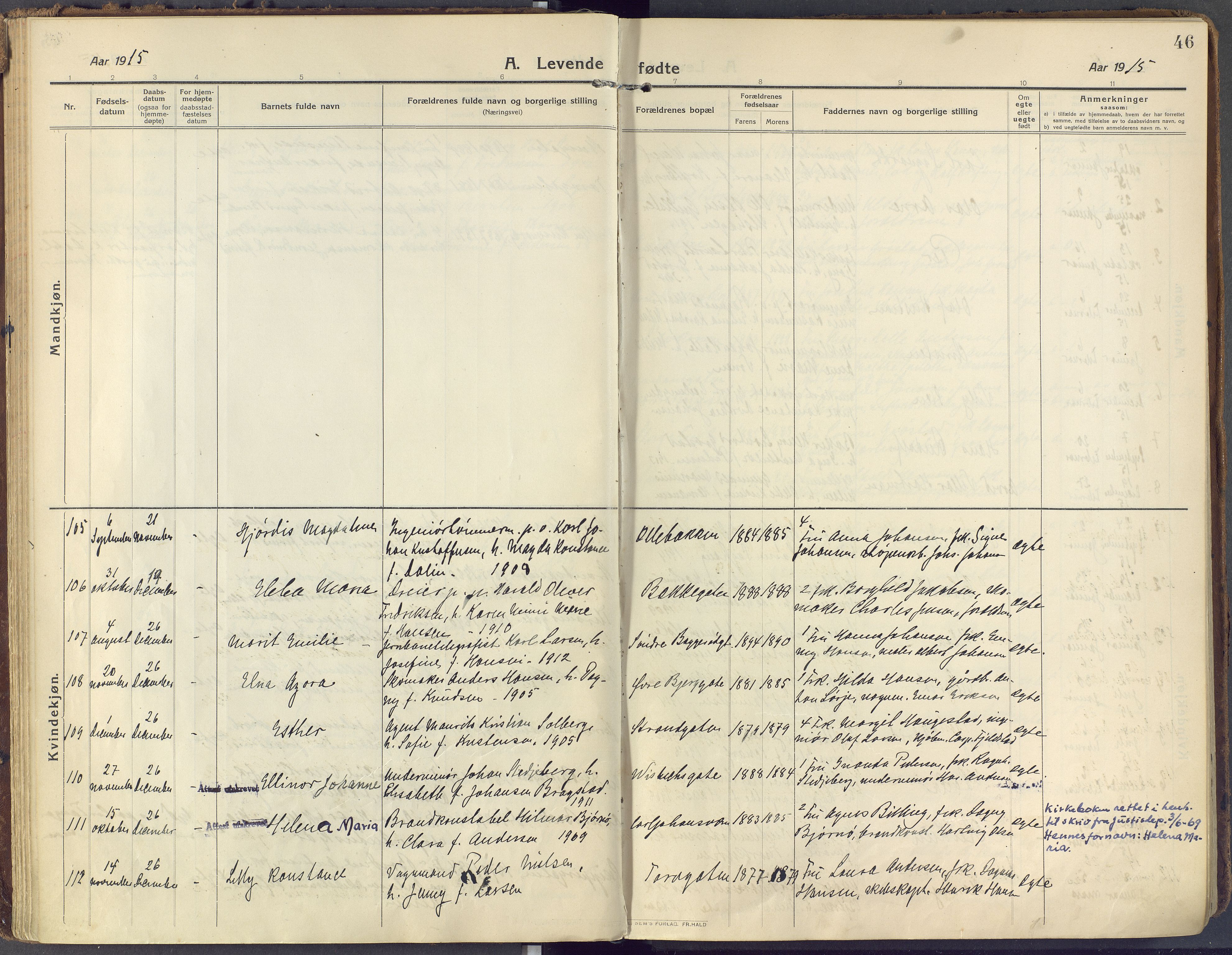 Horten kirkebøker, AV/SAKO-A-348/F/Fa/L0012: Ministerialbok nr. 12, 1913-1926, s. 46