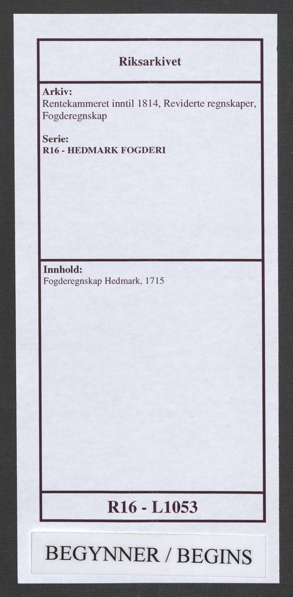 Rentekammeret inntil 1814, Reviderte regnskaper, Fogderegnskap, AV/RA-EA-4092/R16/L1053: Fogderegnskap Hedmark, 1715, s. 1