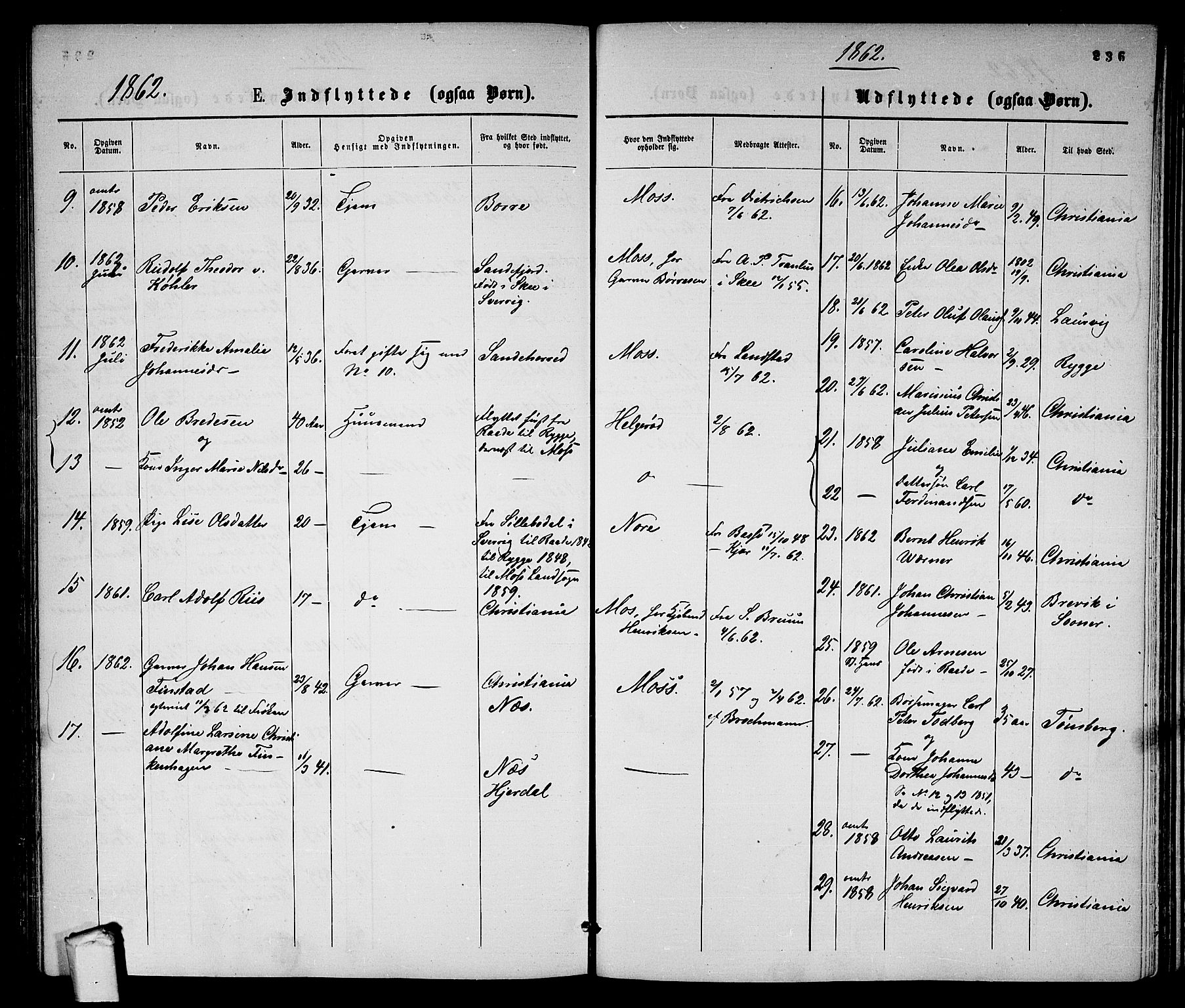 Moss prestekontor Kirkebøker, AV/SAO-A-2003/G/Ga/L0003: Klokkerbok nr. I 3, 1861-1872, s. 236