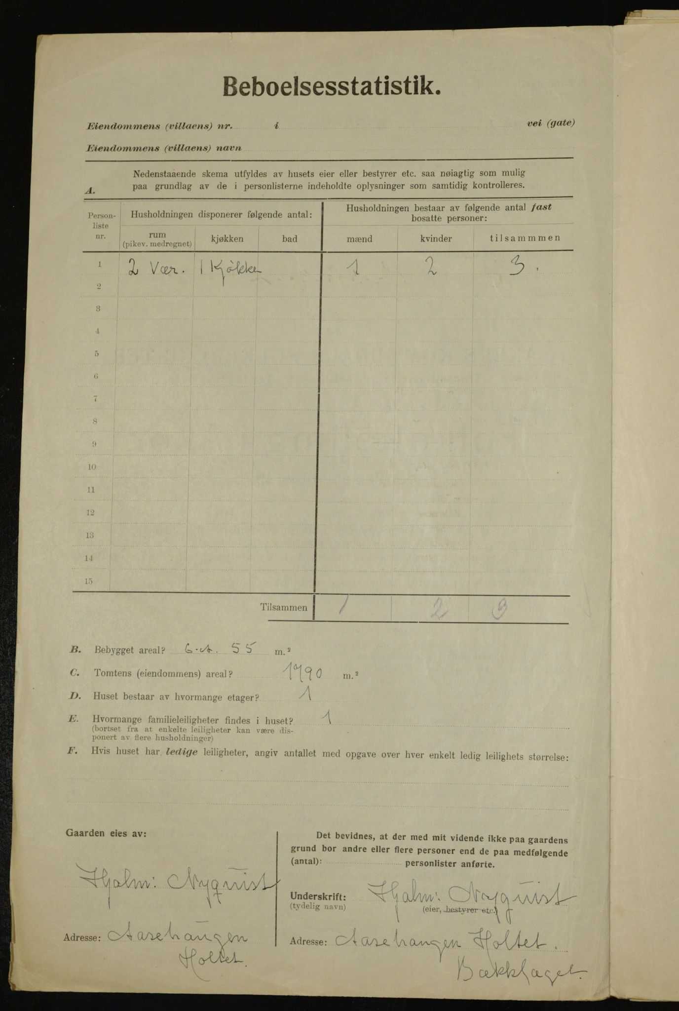 , Kommunal folketelling 1.12.1923 for Aker, 1923, s. 43737