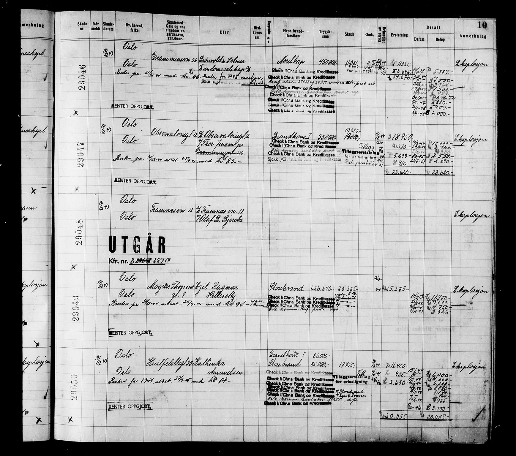 Krigsskadetrygdene for bygninger og løsøre, AV/RA-S-1548/V/L0034: Bygning, branntrygdet., 1940-1945