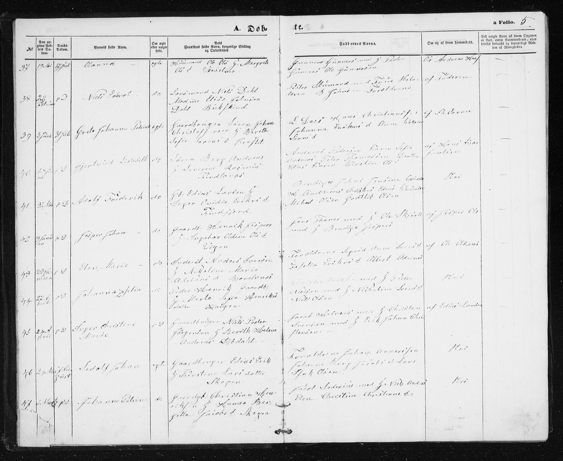 Lenvik sokneprestembete, AV/SATØ-S-1310/H/Ha/Hab/L0004klokker: Klokkerbok nr. 4, 1859-1869, s. 5