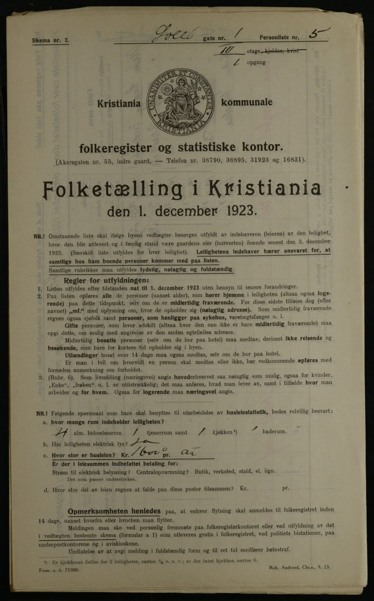 OBA, Kommunal folketelling 1.12.1923 for Kristiania, 1923, s. 109768