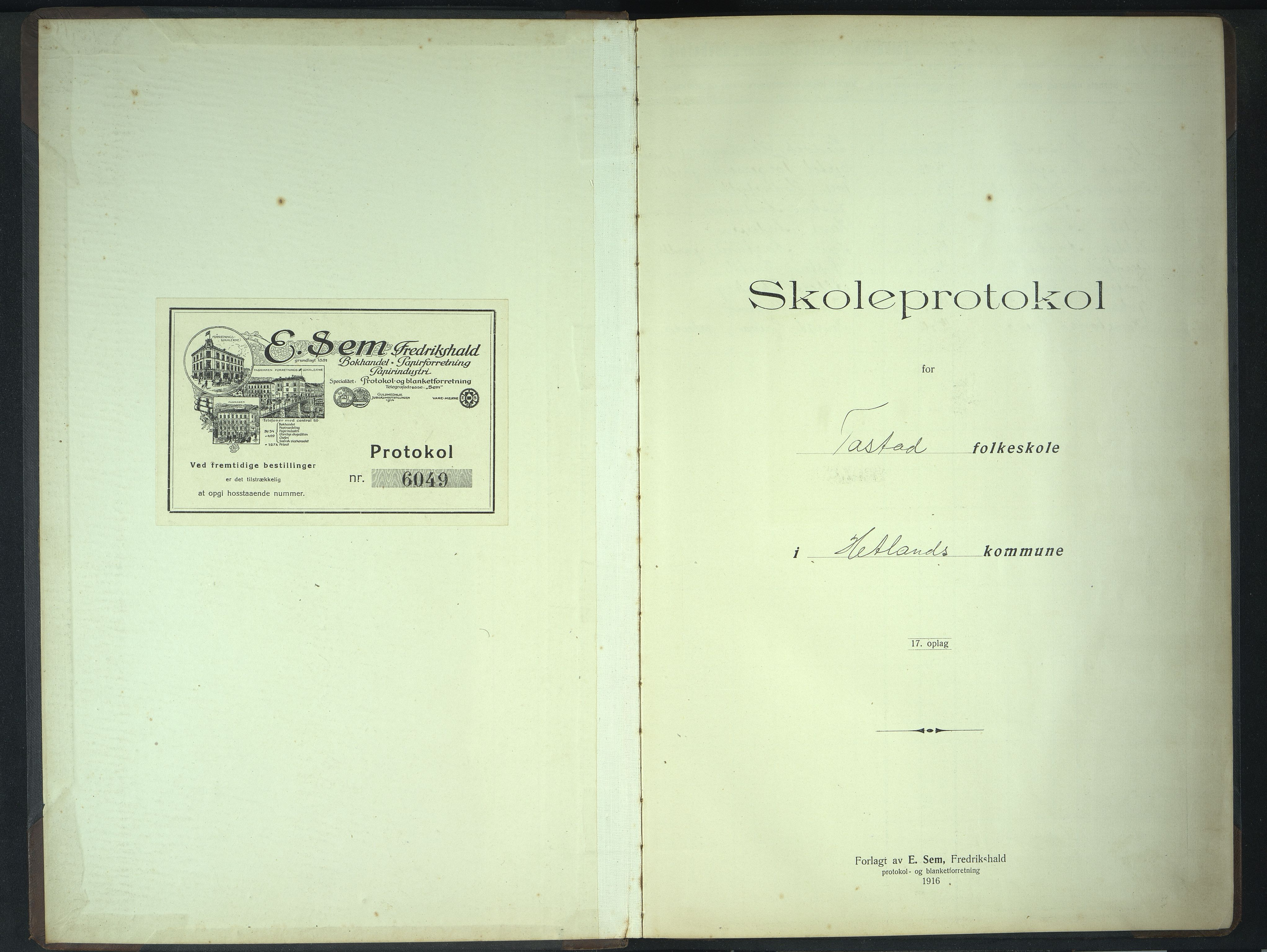 Hetland kommune. Tasta skole, BYST/A-0146/G/Gb/L0006: Skoleprotokoll, 1917-1944