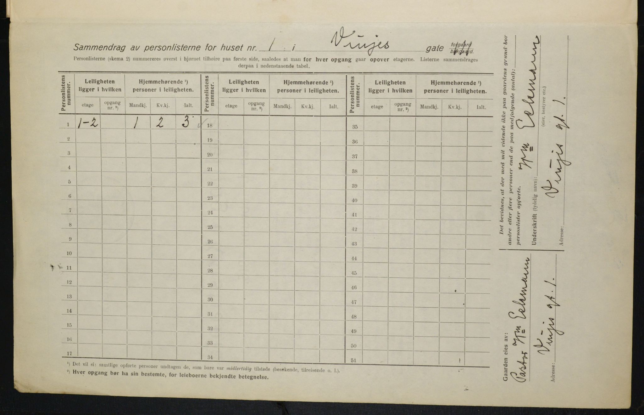 OBA, Kommunal folketelling 1.2.1916 for Kristiania, 1916, s. 127389