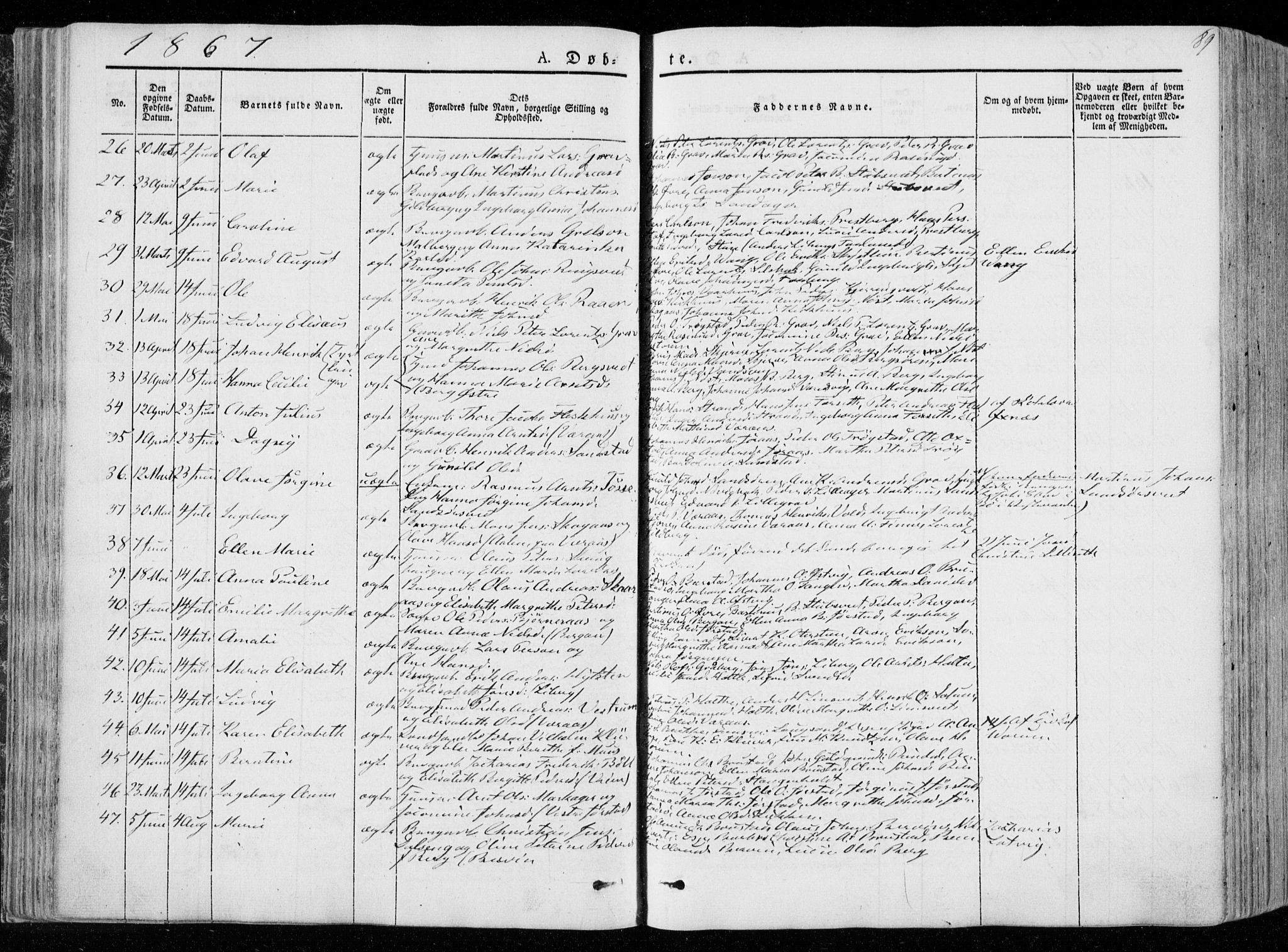 Ministerialprotokoller, klokkerbøker og fødselsregistre - Nord-Trøndelag, SAT/A-1458/722/L0218: Ministerialbok nr. 722A05, 1843-1868, s. 89