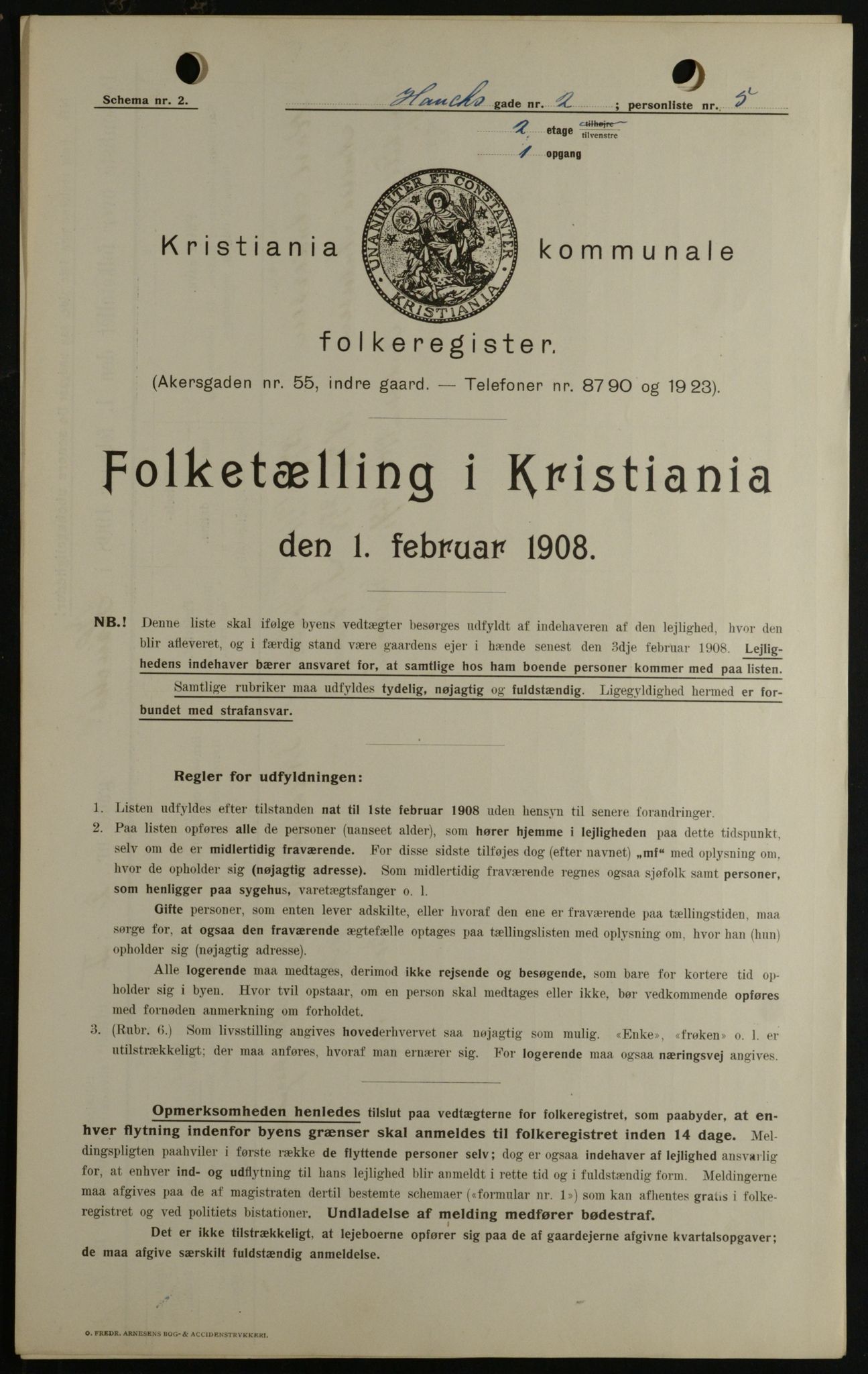 OBA, Kommunal folketelling 1.2.1908 for Kristiania kjøpstad, 1908, s. 31625