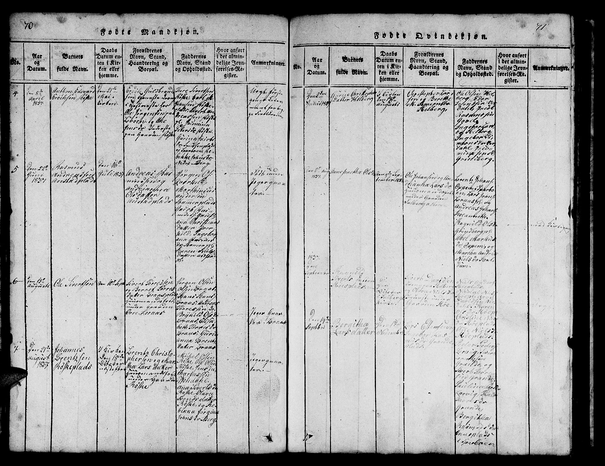 Ministerialprotokoller, klokkerbøker og fødselsregistre - Nord-Trøndelag, SAT/A-1458/731/L0310: Klokkerbok nr. 731C01, 1816-1874, s. 70-71