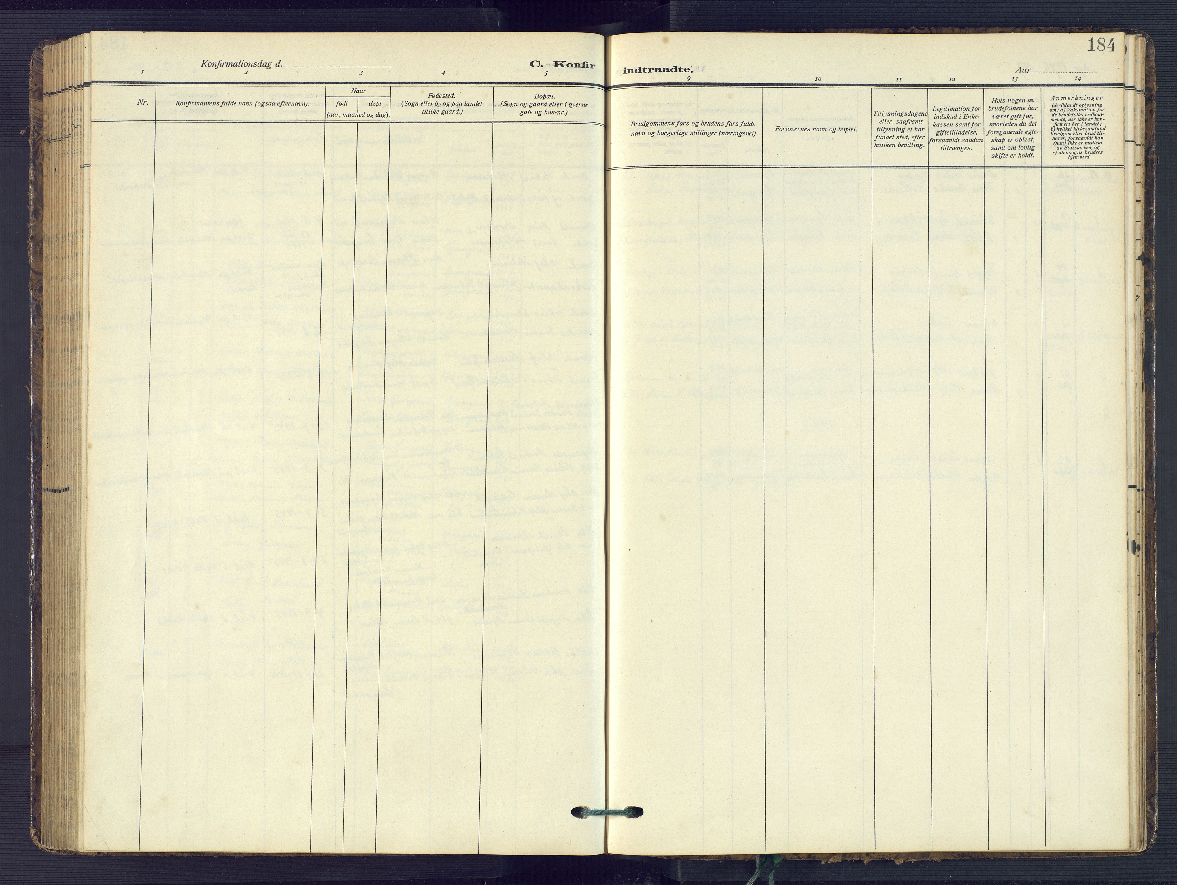 Sør-Audnedal sokneprestkontor, SAK/1111-0039/F/Fb/Fba/L0005: Klokkerbok nr. B 5, 1908-1963, s. 184