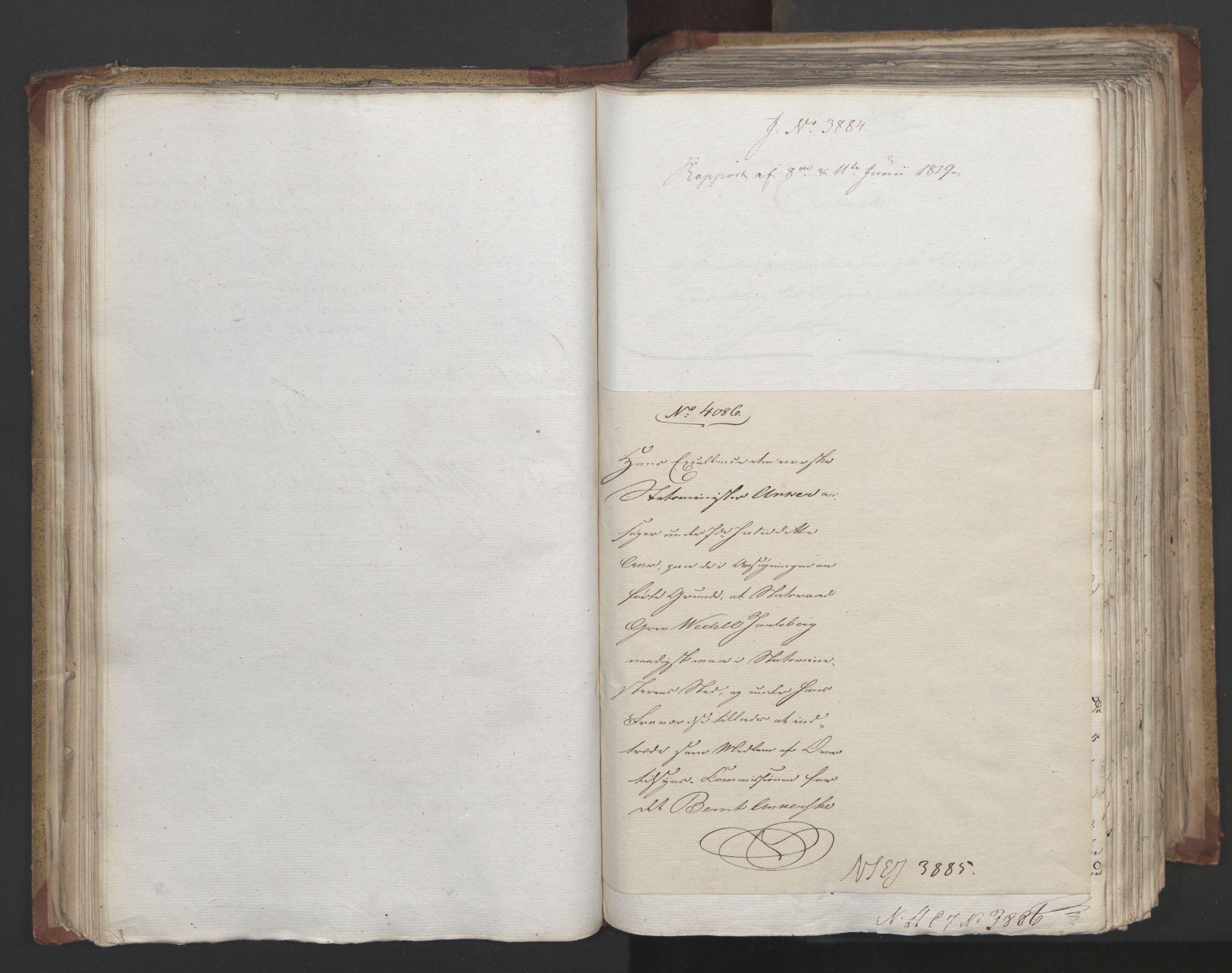 Statsrådsavdelingen i Stockholm, AV/RA-S-1003/D/Da/L0019: Regjeringsinnstillinger nr. 3856-4052, 1819, s. 66