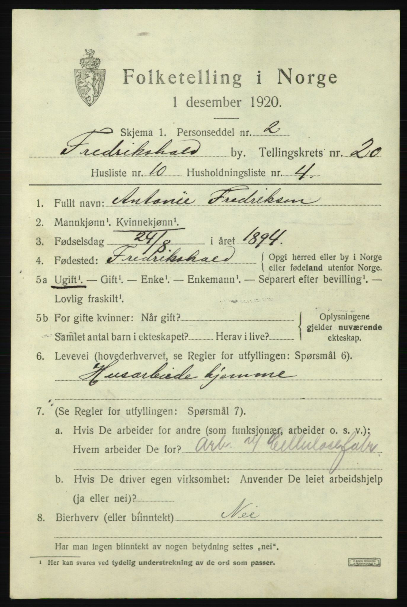 SAO, Folketelling 1920 for 0101 Fredrikshald kjøpstad, 1920, s. 29397