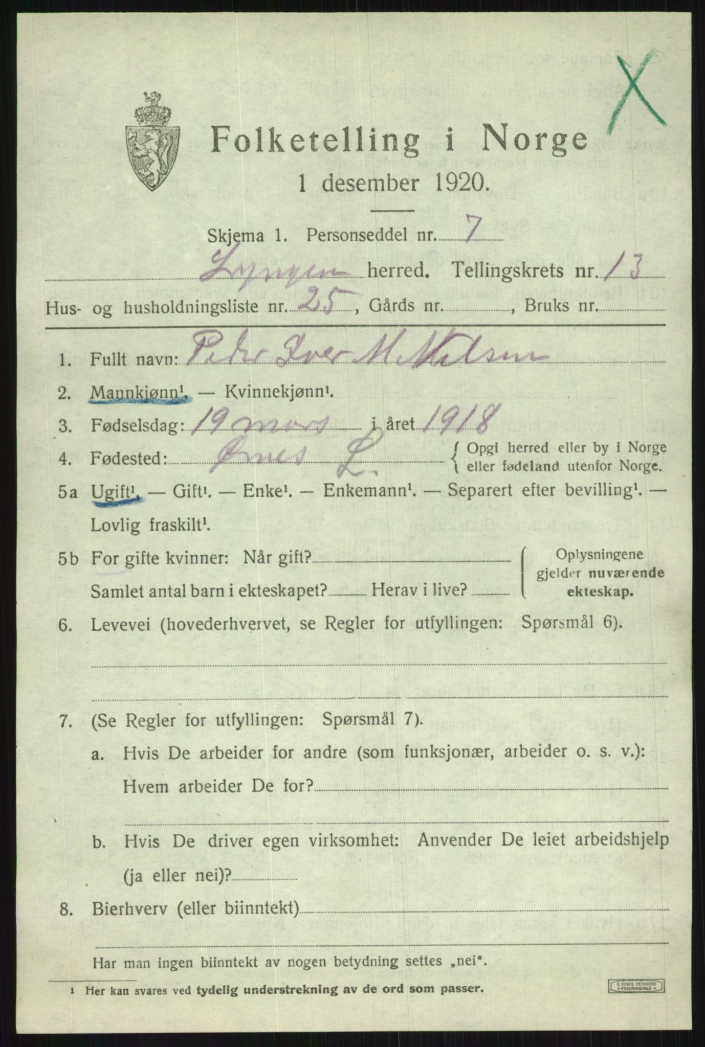 SATØ, Folketelling 1920 for 1938 Lyngen herred, 1920, s. 10397