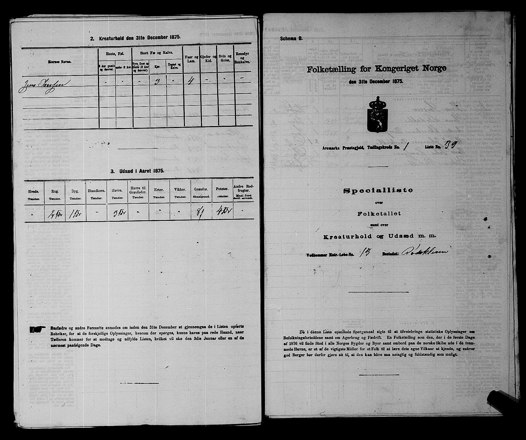 RA, Folketelling 1875 for 0118P Aremark prestegjeld, 1875, s. 167